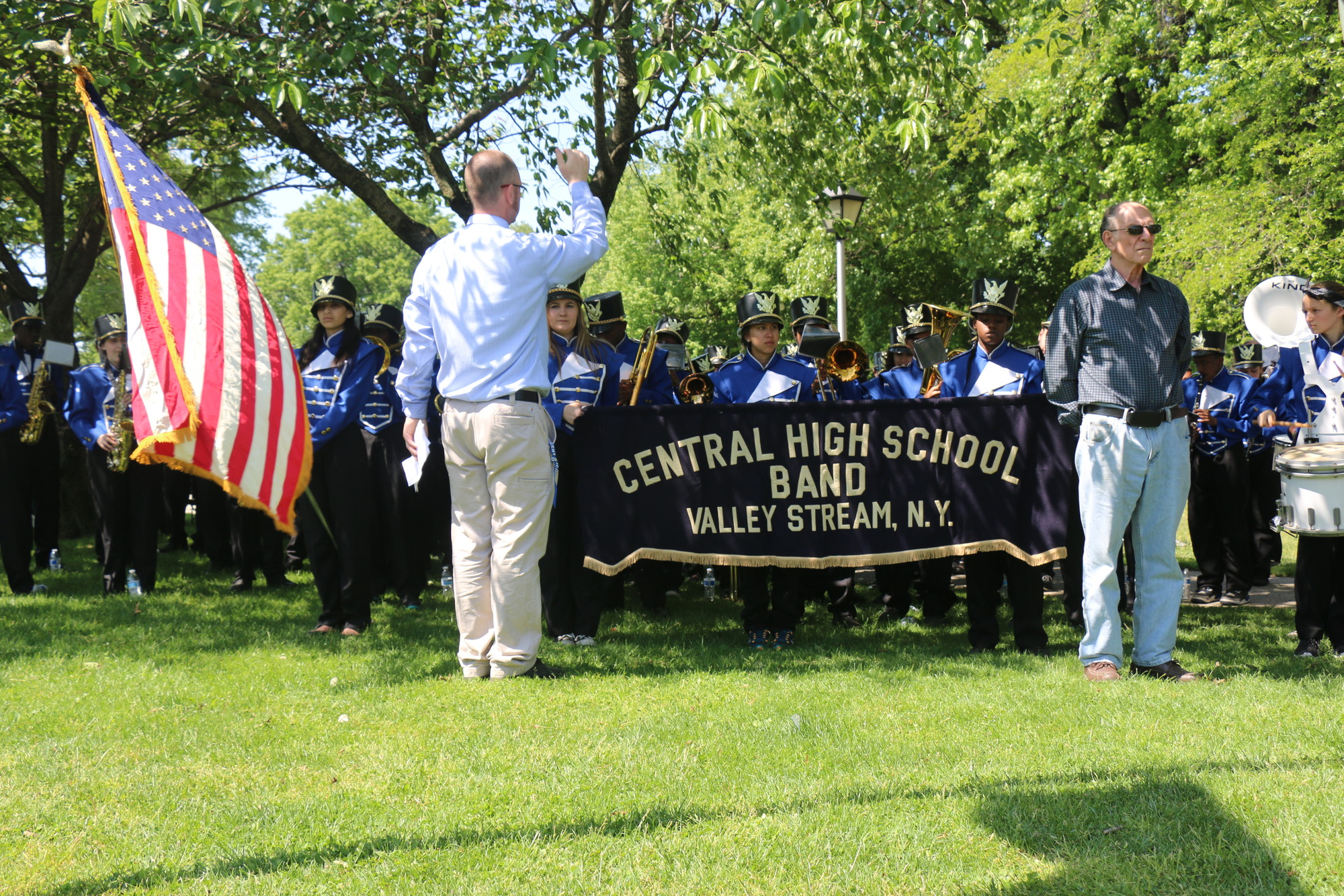 The Central High School Band, led by director Douglas Coleman, played the national anthem during the ceremony.
