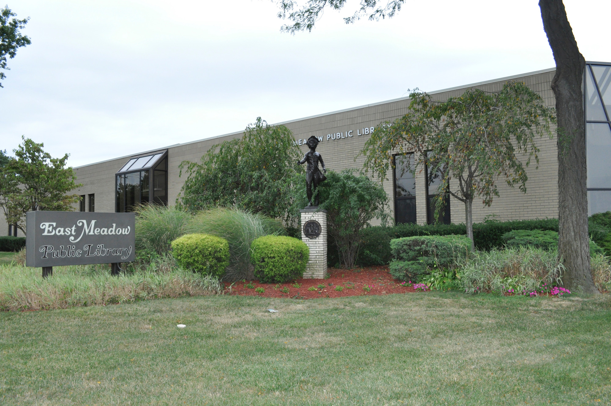 The East Meadow Public Library is at the corner of East meadow Avenue and Front Street.