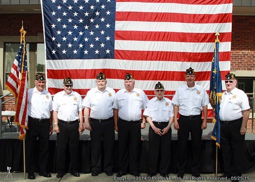 American Legion 335 - Color Guard
L/R Bill Marinaccio, Jack Barlow, Henry Speicher, Frank Quinn, John Zachmann,Steve Grogan and Tom Finan.