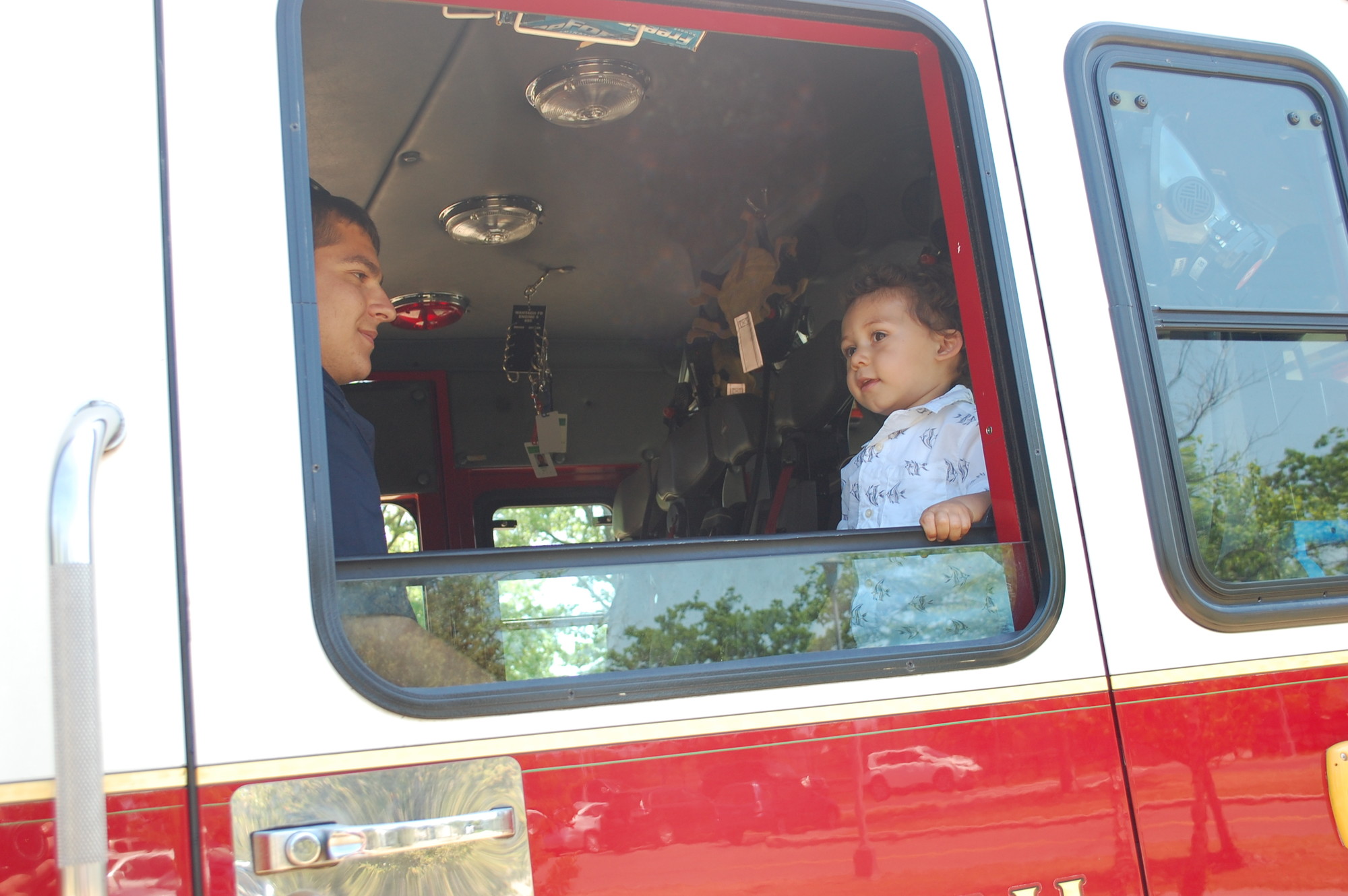 Zander Divanna, 2, got to sit in a Wantagh fire truck along with Tyler Jaros, a member of Engine Company No. 5.