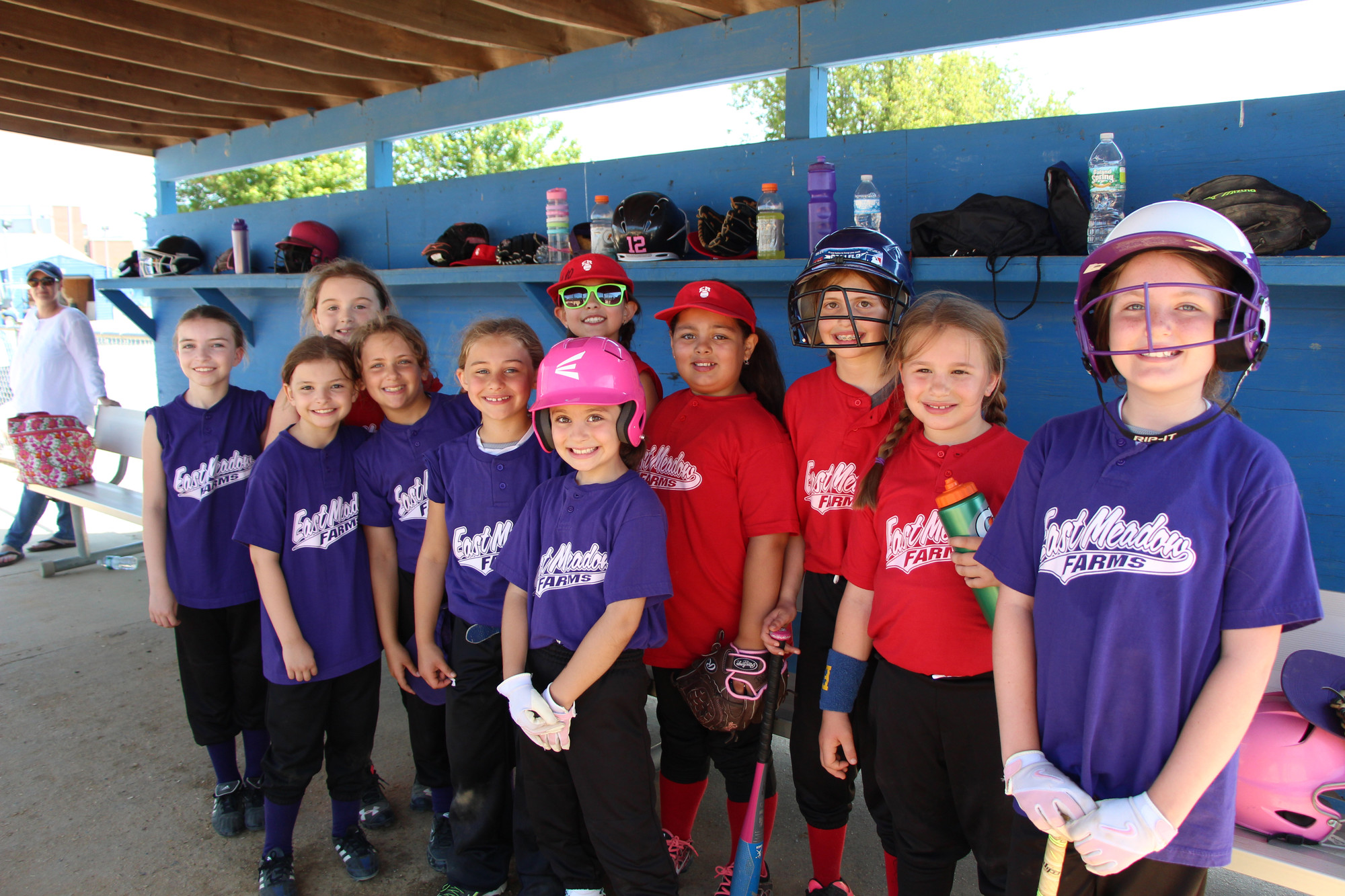 Girls from the East Meadow Baseball Softball Association’s Farm Division were ready to play ball at the league’s annual community picnic last Saturday at its Merrick Avenue complex.