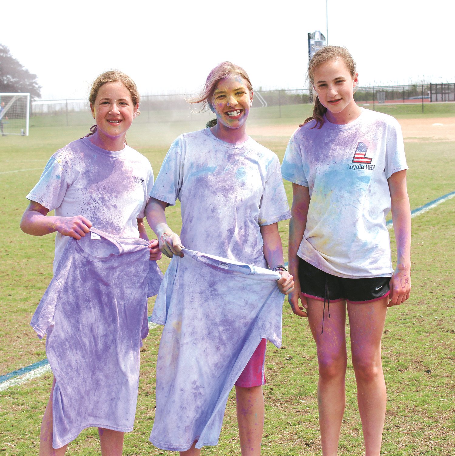 Hanna Katz, left, Adelaide Donnelly and Olivia Diresta were covered head to toe.