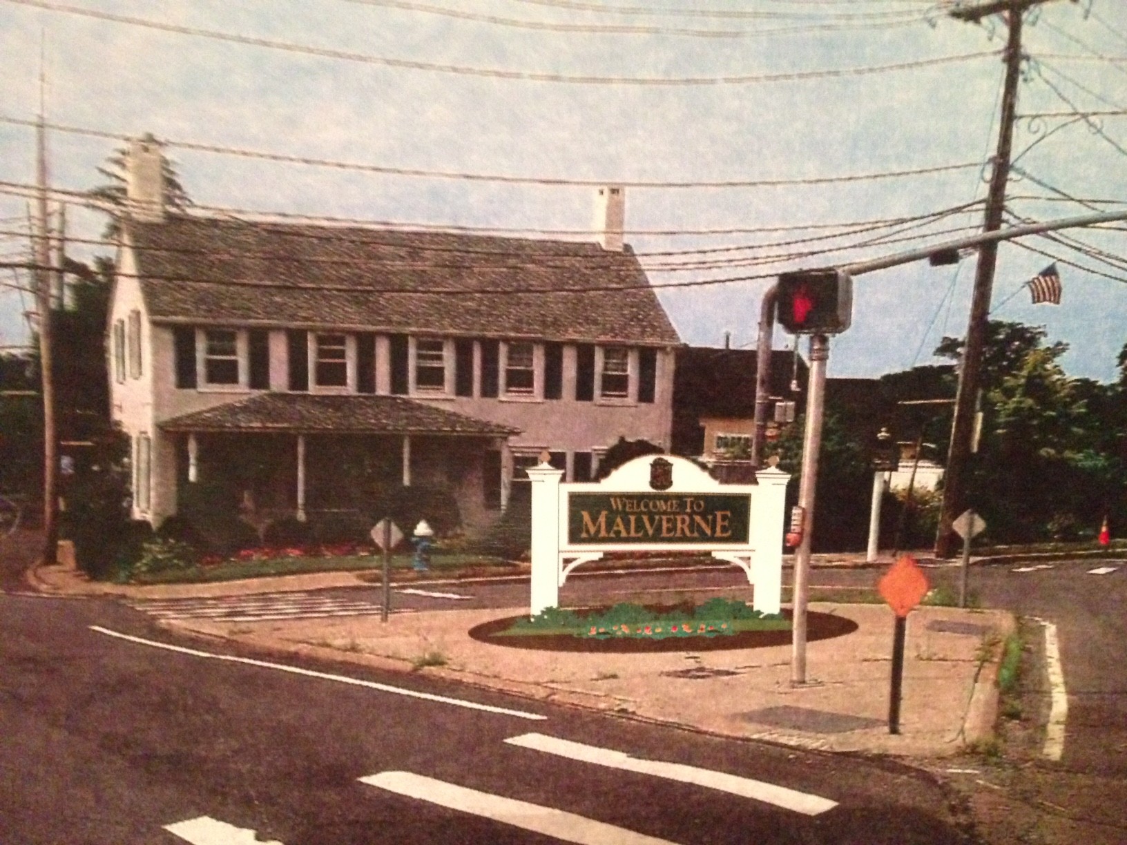 An artist’s rendering of a “Welcome to Malverne” sign that will be built and placed at intersection of Hempstead and Ocean avenues.