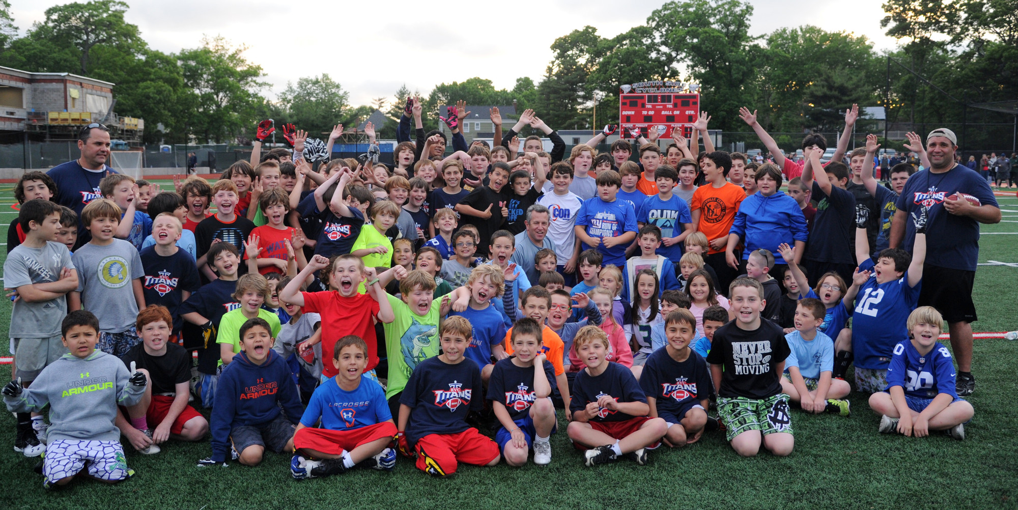 More than 100 youngsters attended last week’s football clinic hosted by South Side High School varsity coach Phil Onesto.