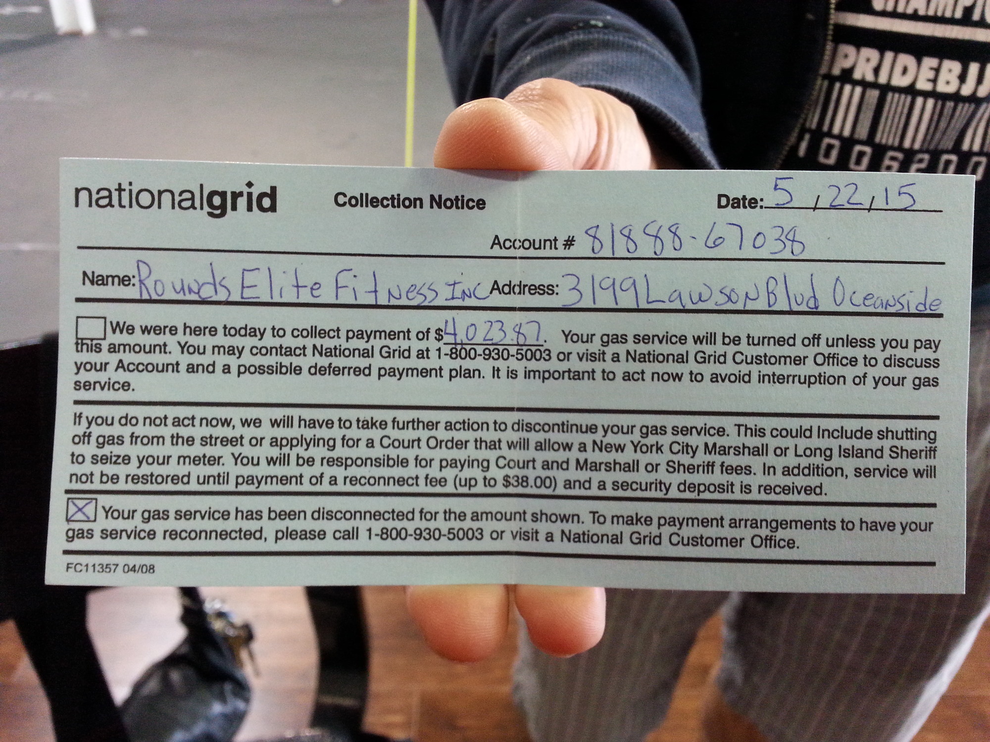 The bill from National Grid