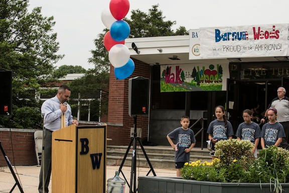 Barnum Woods Principal Gregory Bottari led a ceremony preceding the walk on the school’s front lawn.