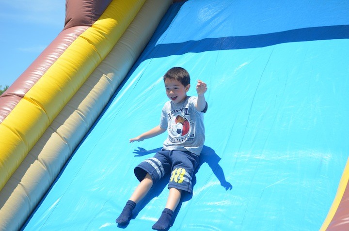First grader Aiden Pilch enjoyed the big slide.