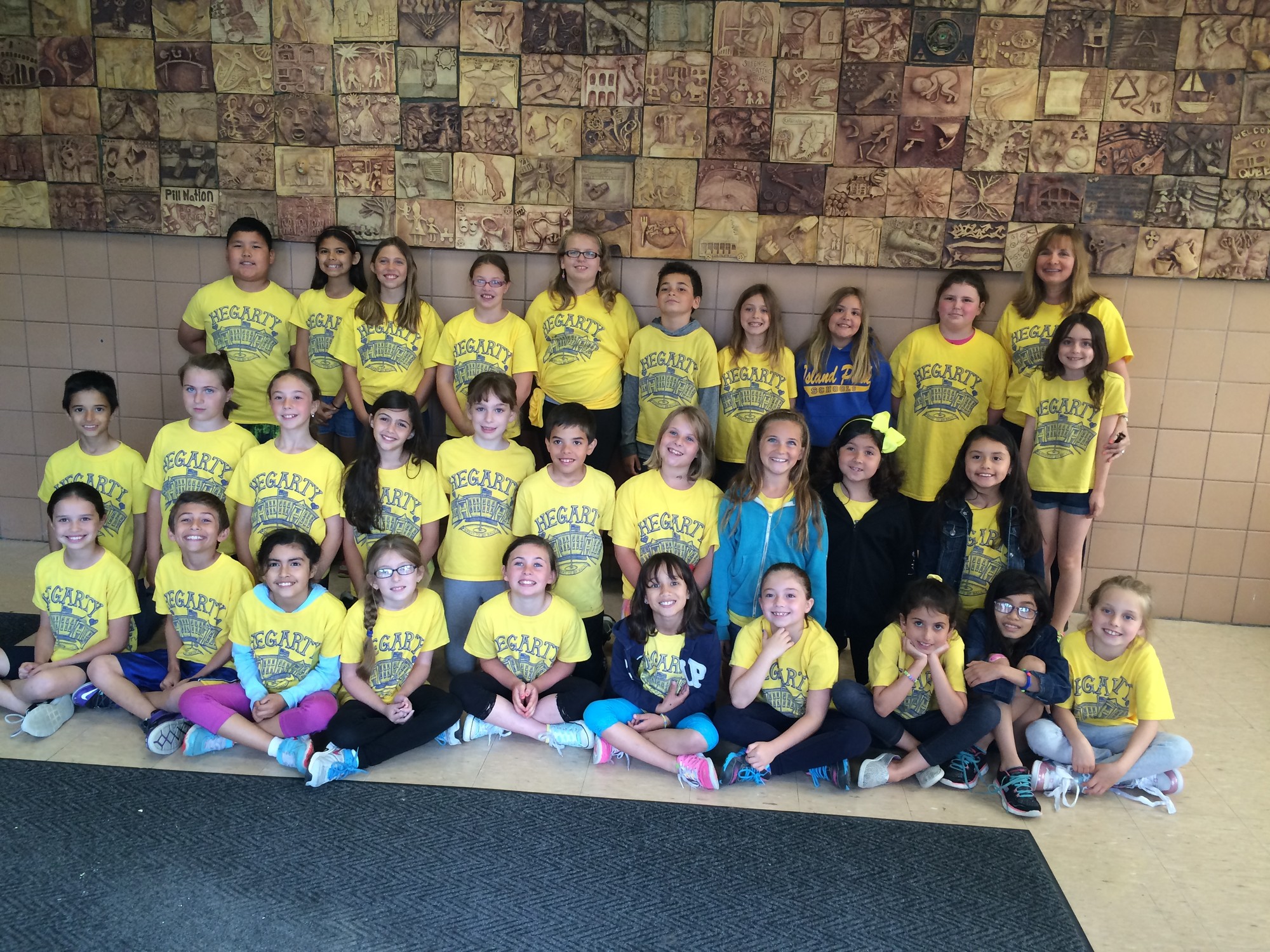 The third and fourth grade chorus after their winning performance at the Long Island Music Festival.