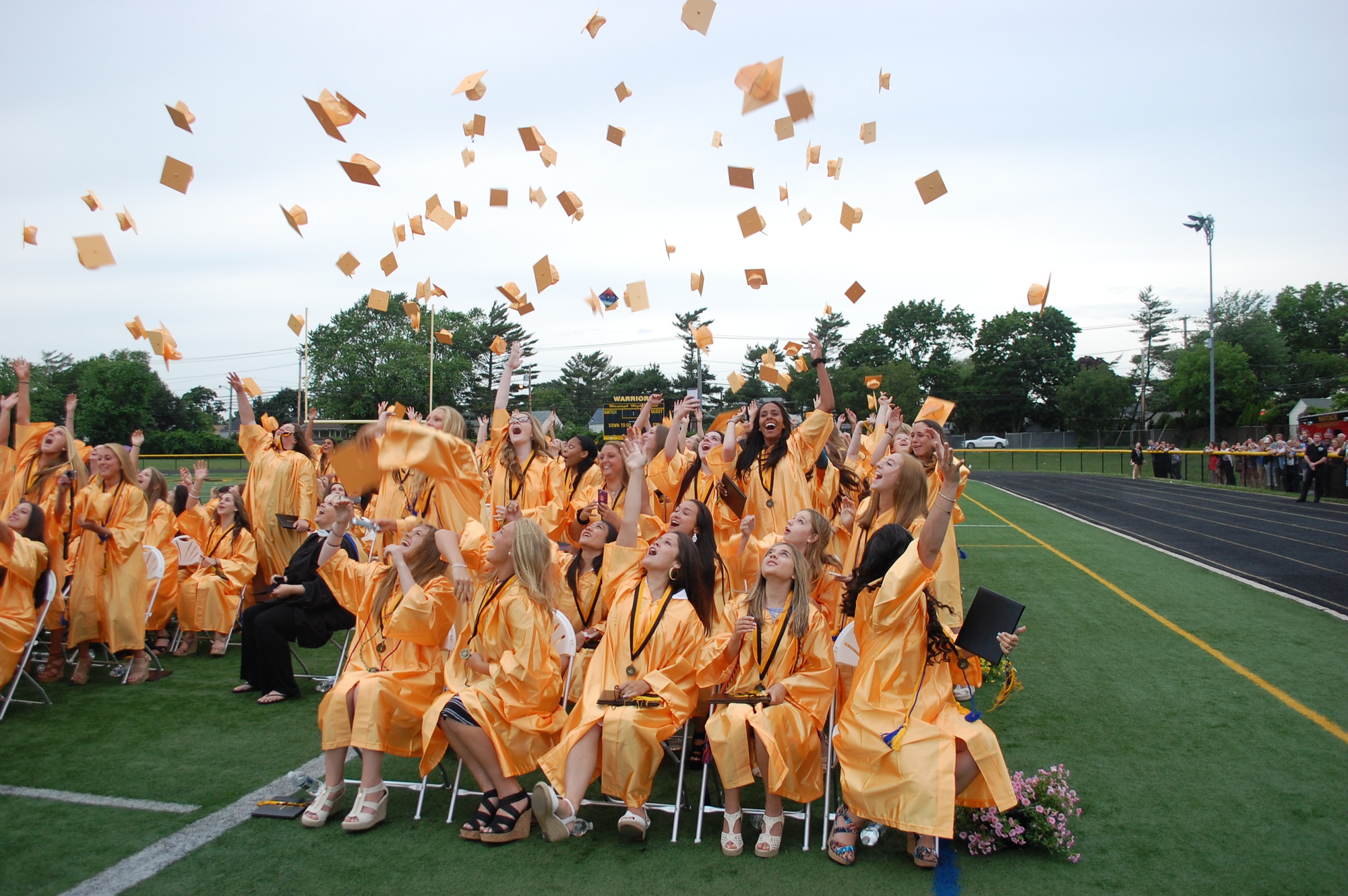 Hats were flying high after the 276 seniors at Wantagh High School were officially declared graduates on June 25.