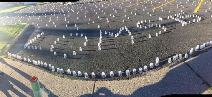 The class of 2015 took over the parking lot with Styrofoam cups.