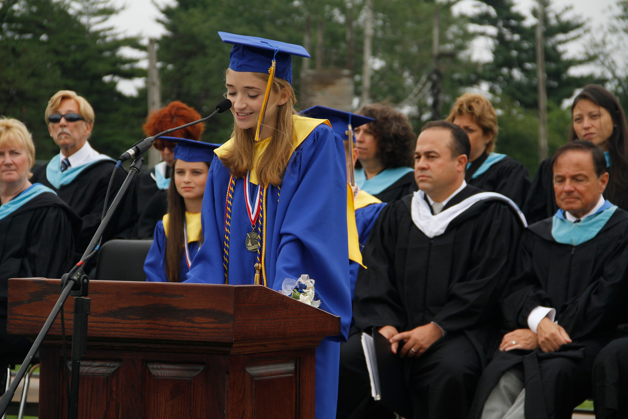 Valedictorian Nicole Newberger shared her classmate’s personal experiences of high school during her commencement speech.
