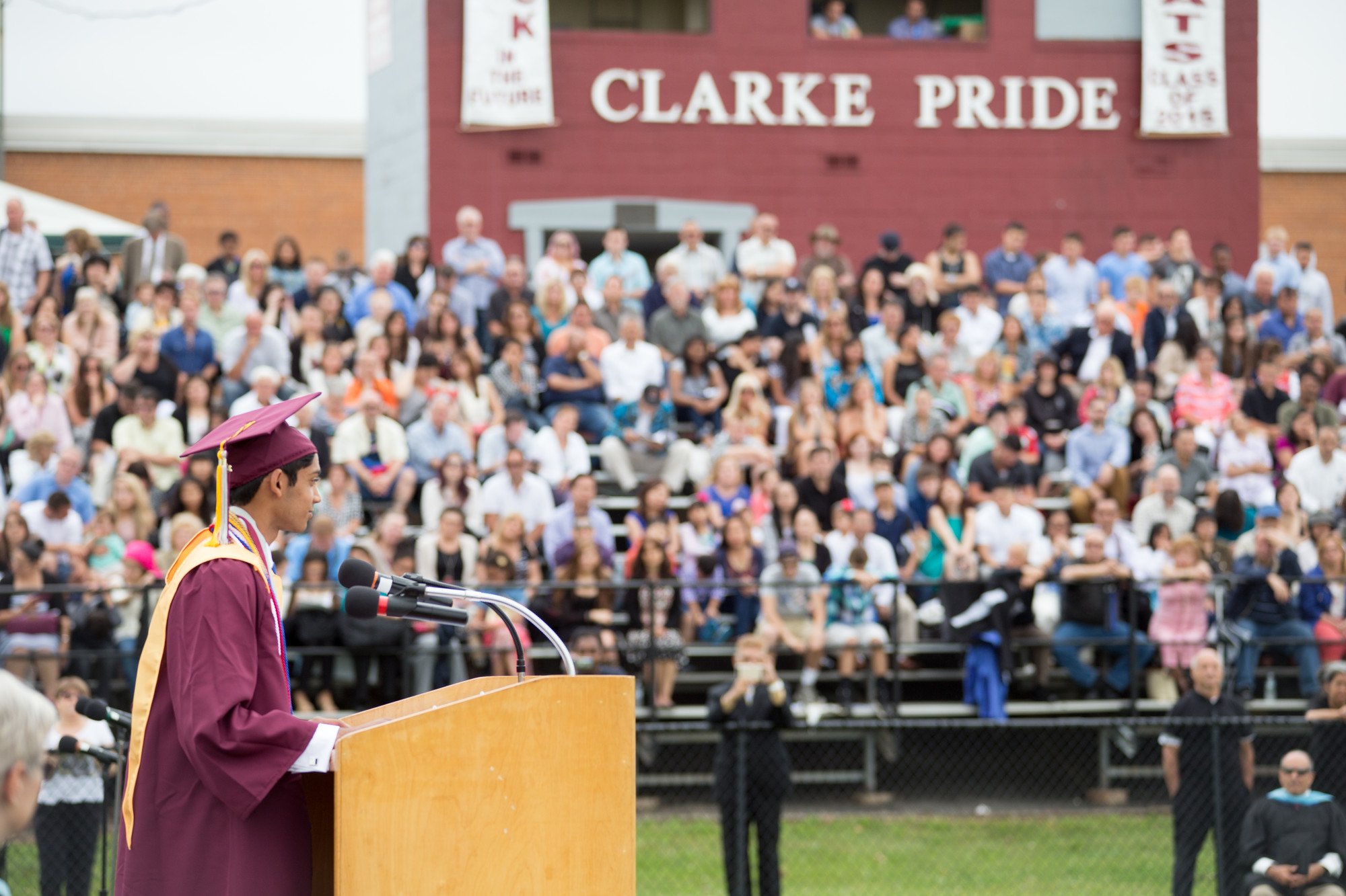At graduation ceremonies held last Sunday, W.T. Clarke valedictorian Pavithran Ravindran addressed his classmates