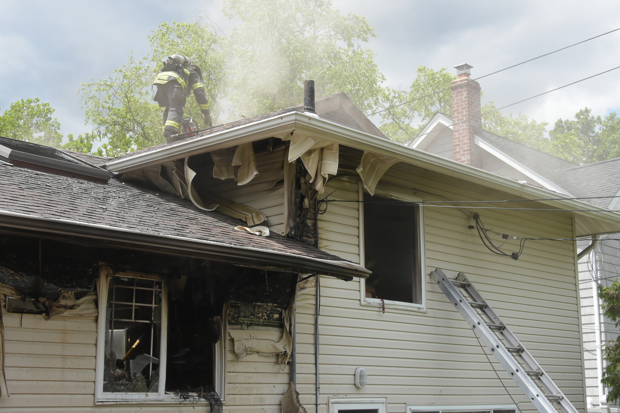 The fire was held to the kitchen and parts of the attic by volunteers.