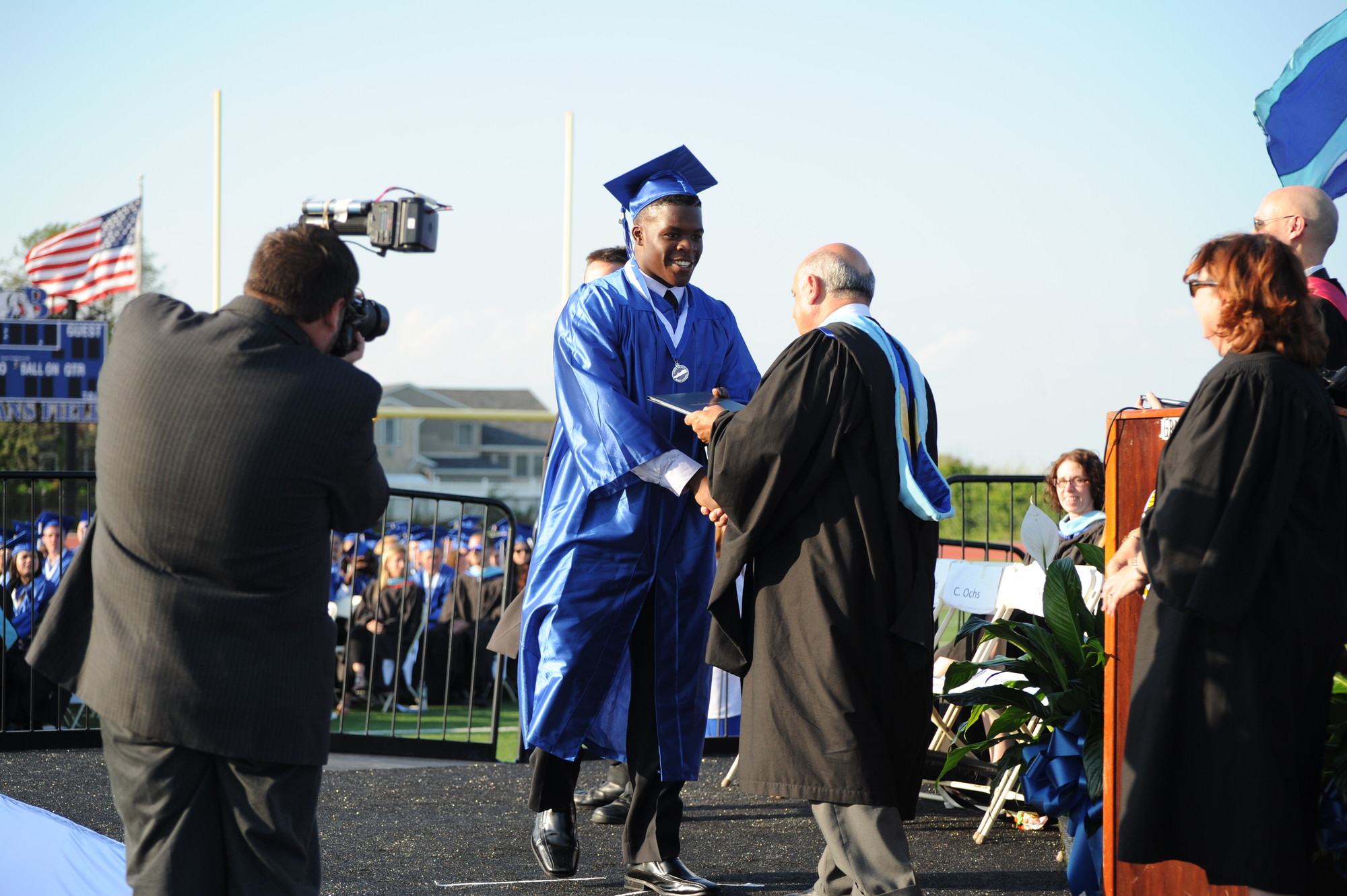 Donovan Campbell accepted his diploma from Superintendent David Weiss.