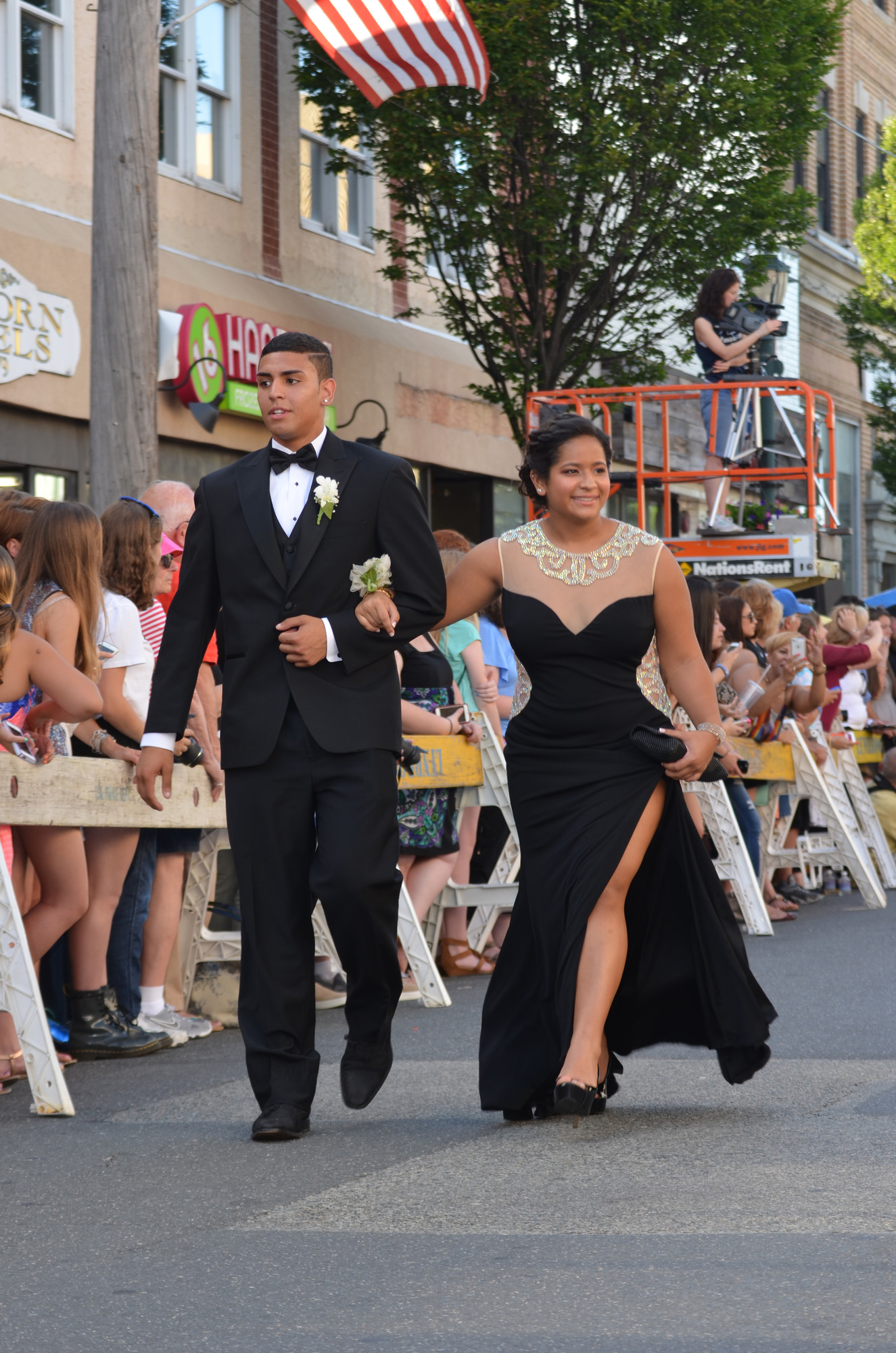 Julio Lemos and Melanie Urena promenaded down Atlantic Avenue during the pre-prom event.