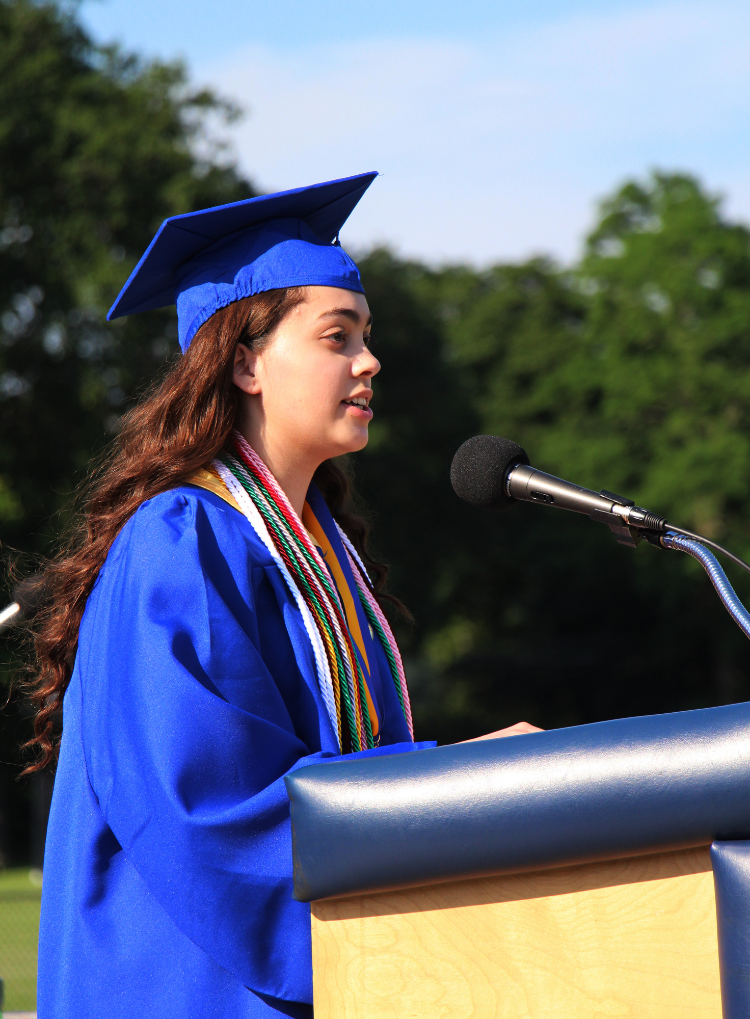 Chelsea McGowen, the salutatorian, urged her classmates to “remember the way you feel in this moment” for the rest of their lives.