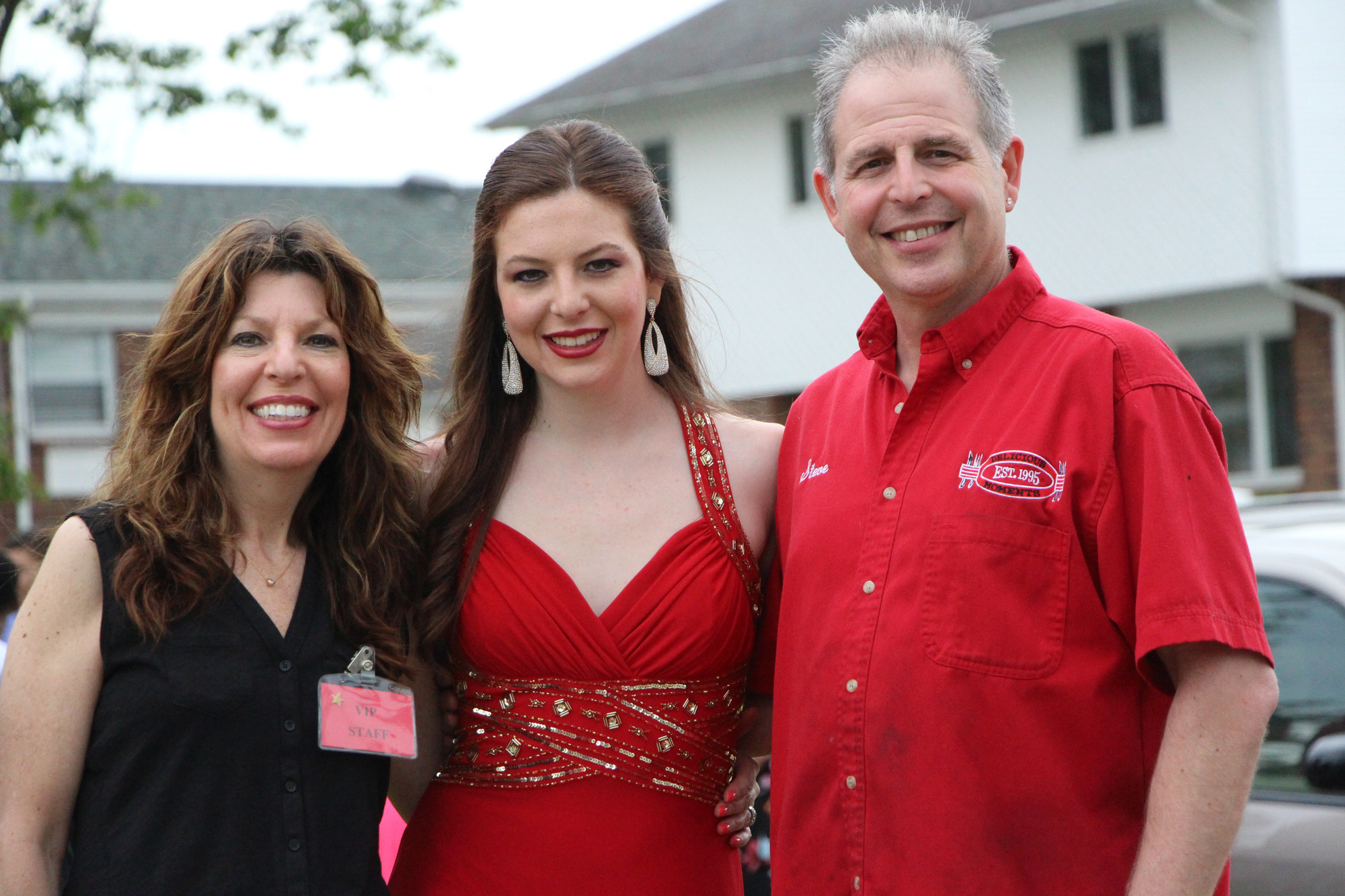 Nicole Sciortino, 18, with her parents, Robin and Steve, hosted the pre-prom festivities.