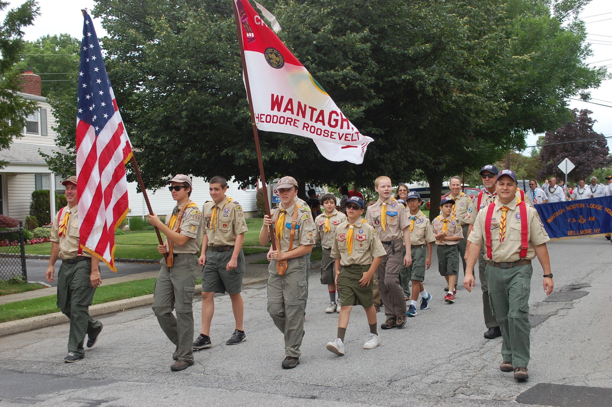 Boy Scouts from Troop 656 marched down Beech Street.