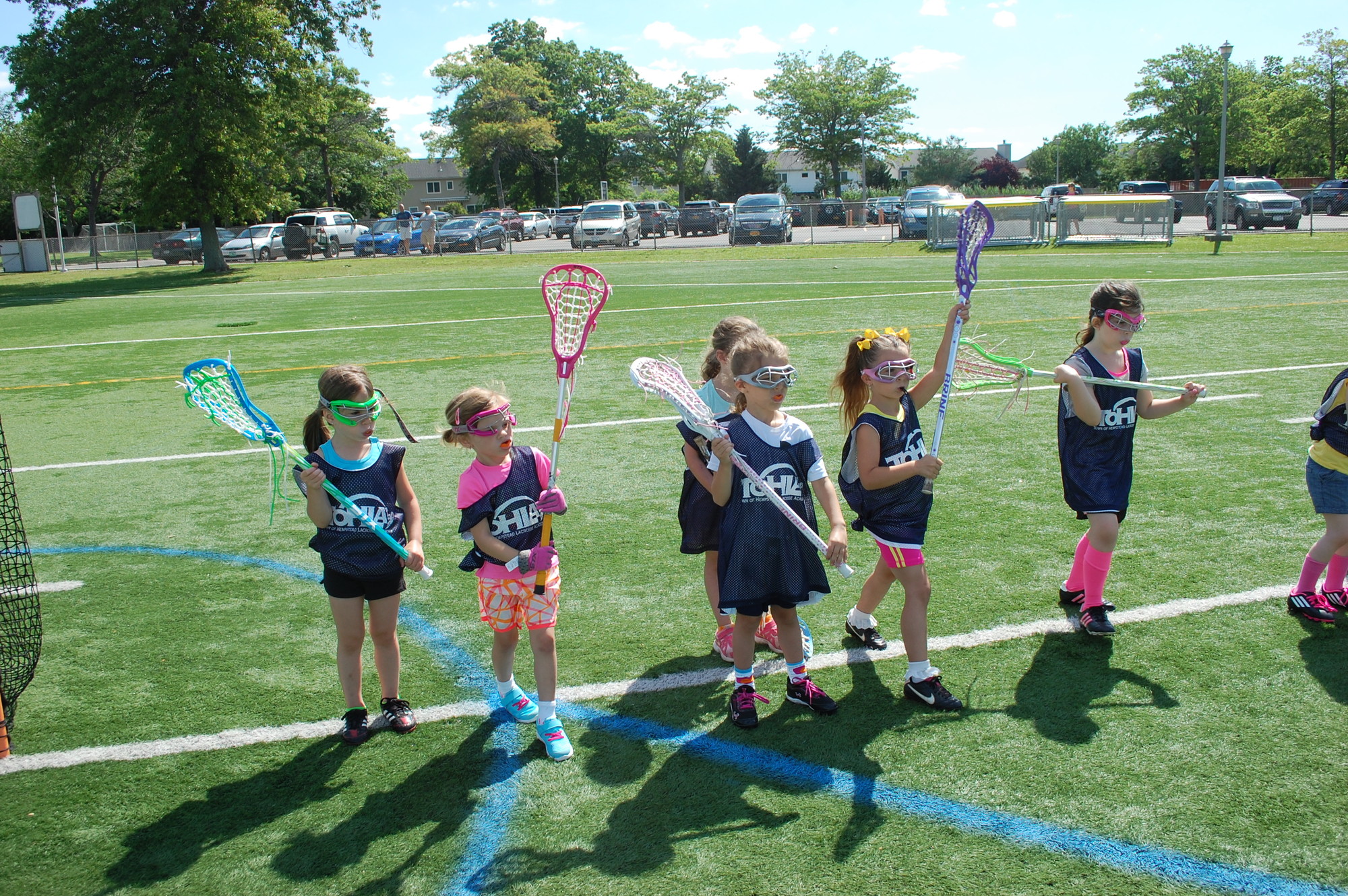 Girls in the 5-year-old group learned basic stick-handling skills.