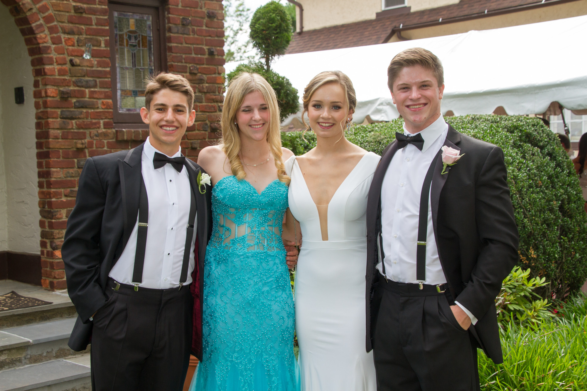 Alan Khyakin, Mara Stewart, Fiona Garguilo and Bobby Stewart smiled for the camera at a pre-prom party.