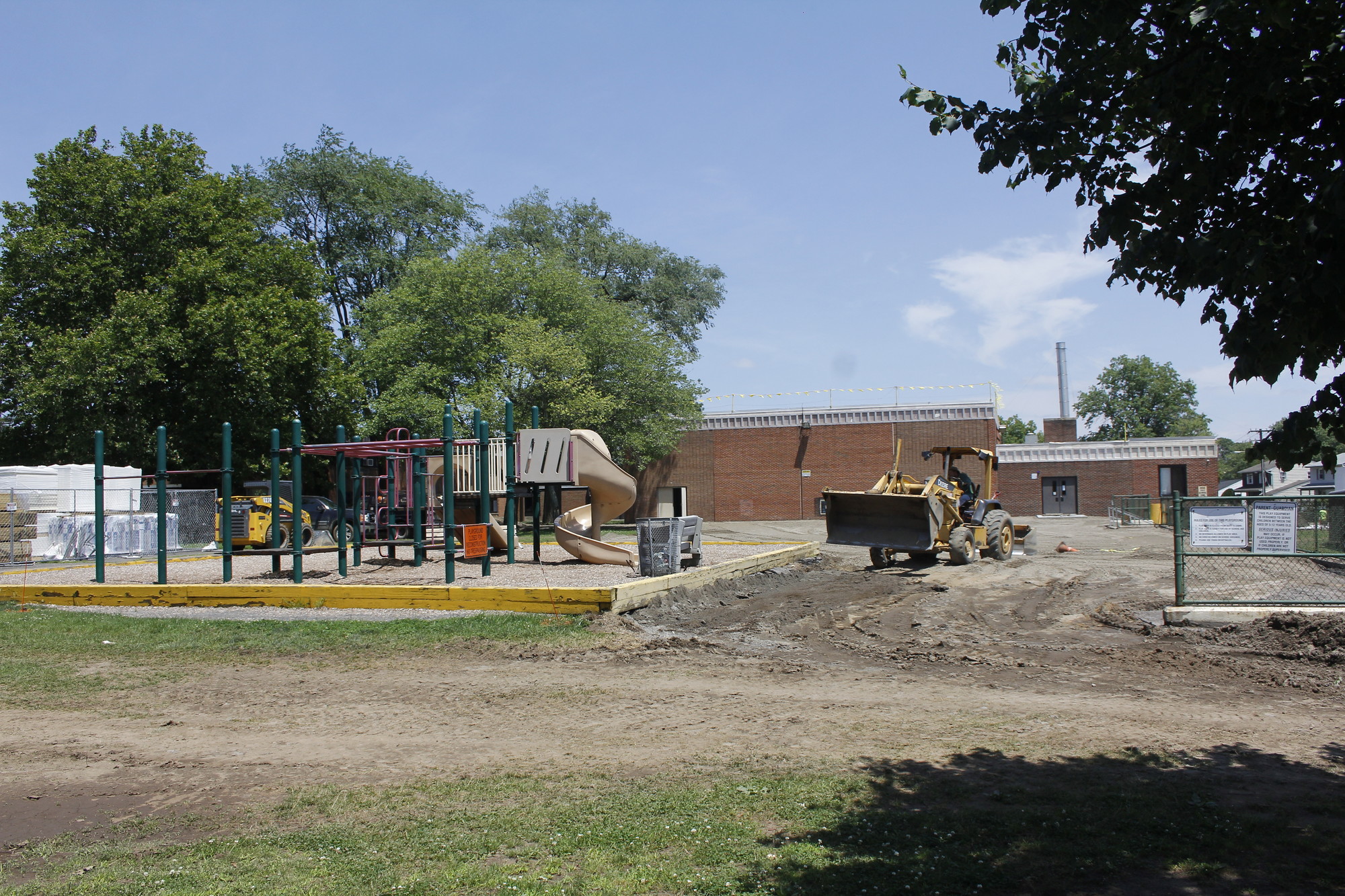 School No. 2’s playground is closed due to construction, which will include new asphalt for the parking lot and walkways.