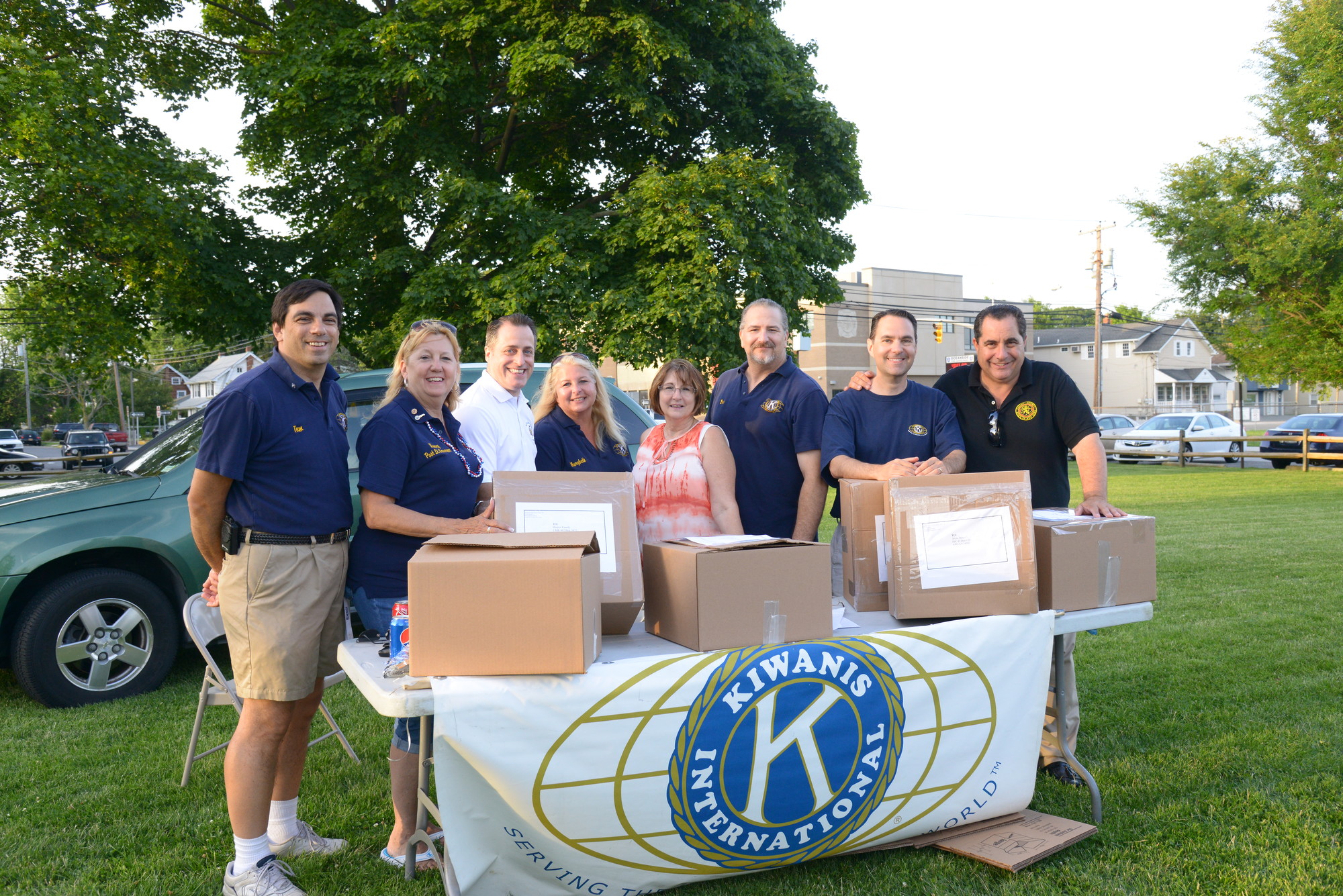 Oceanside Kiwanis President Tom Cesiro, Past Lt. Governor Nancy Baxter, Assemblyman Brian Curran, Marybeth Schmid, Kiwanis Board of Directors member Marylee Scharfberg, Eric Abbey, Kiwanis Vice President Seth Blau, Kiwanis Board of Directors member Michael D’Ambrosio collected books for our overseas troops.