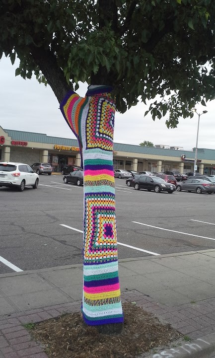 Local volunteers crocheted and knitted these creations and “yarn bombed” Baldwin. They were mysteriously taken down two weeks later.