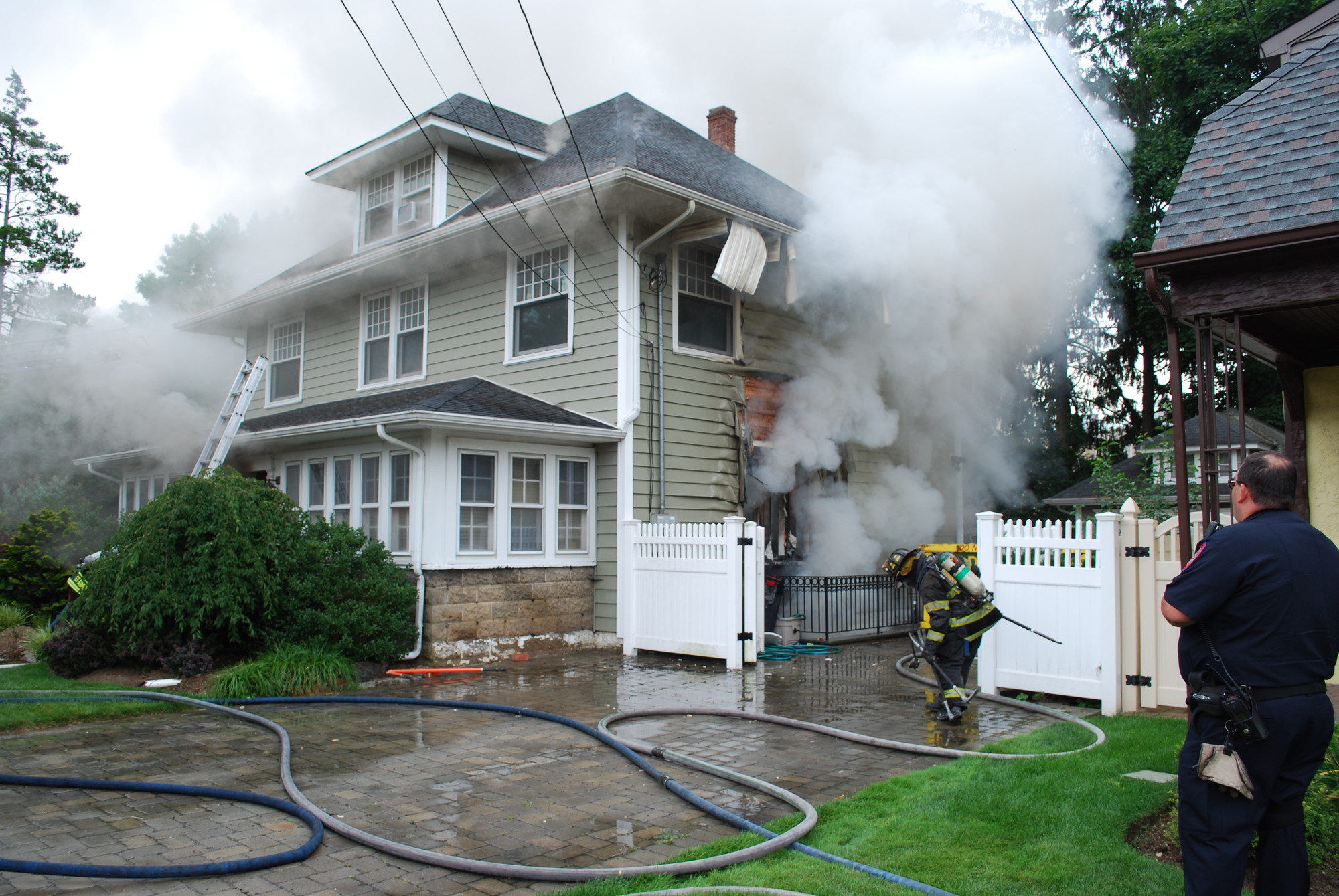 A fire in the basement of this Nassau Avenue home quickly began burning through the second floor when the Malverne Volunteer Fire Department arrived.