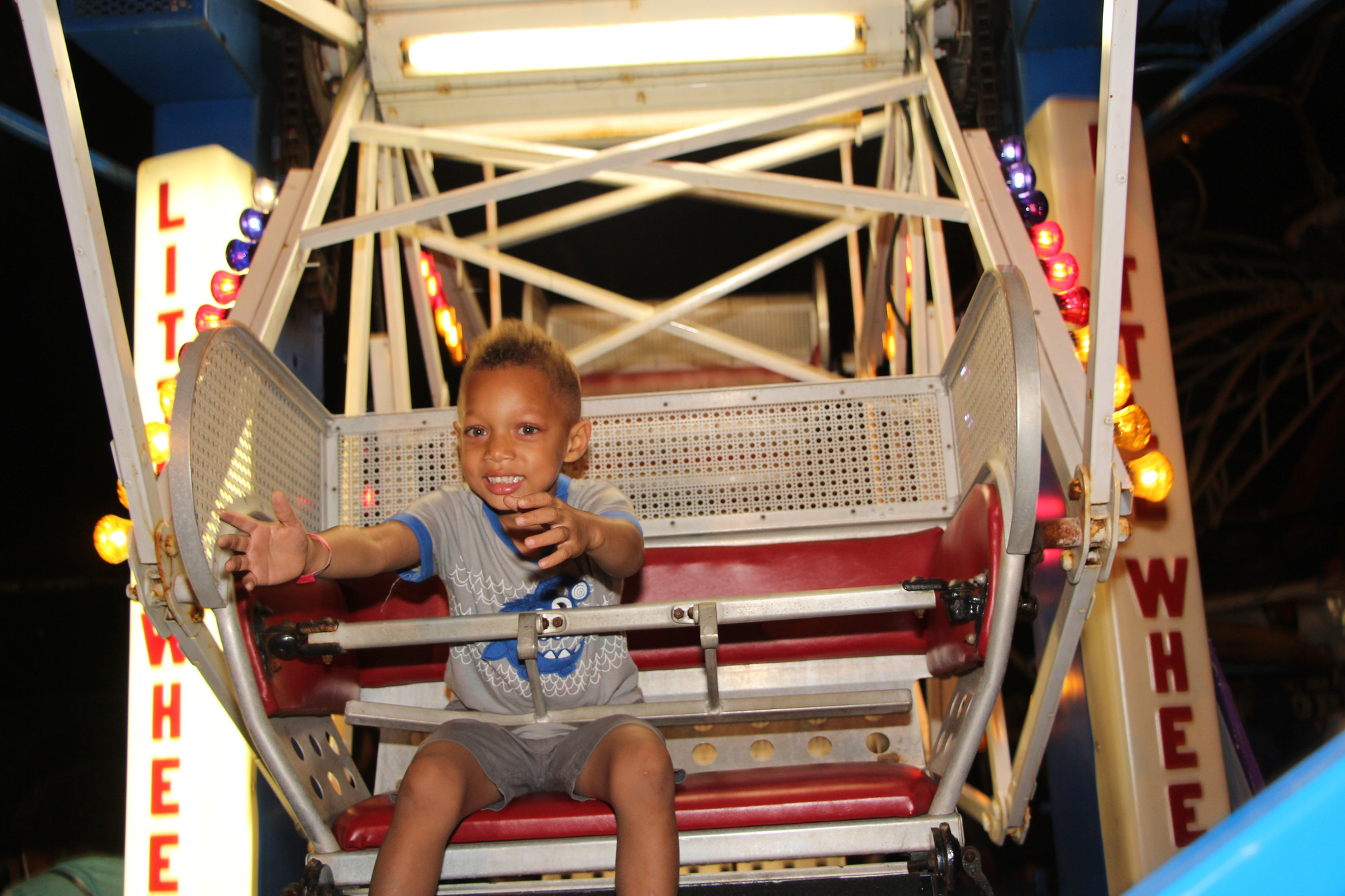 Jayden Smith, 3, had a great time on the little circus wheel.