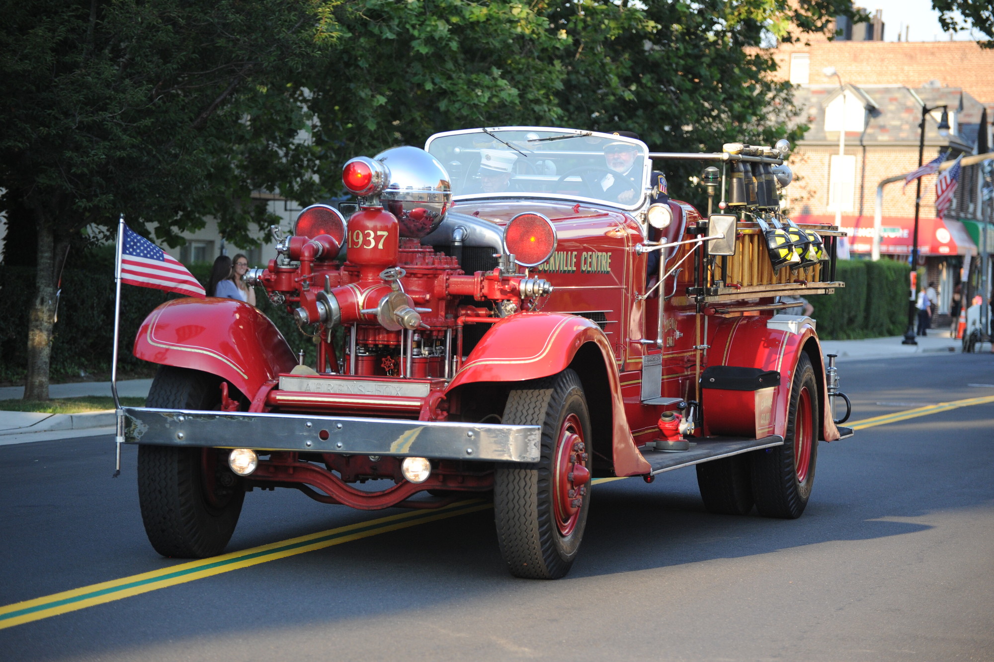 Many classic fire trucks were in the parade, like this nearly 80-year-old truck from the Rockville Centre Fire Department.