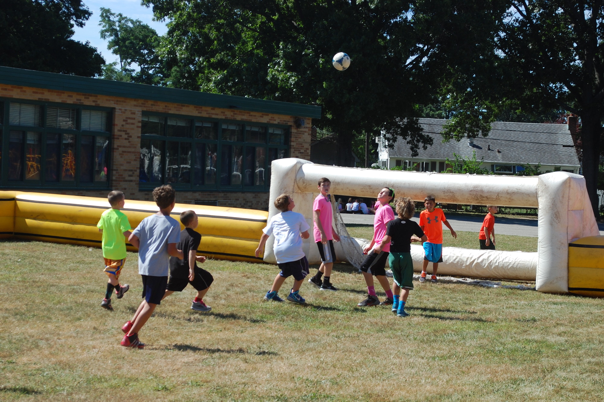 Campers played a game of soccer on a recent Thursday morning.