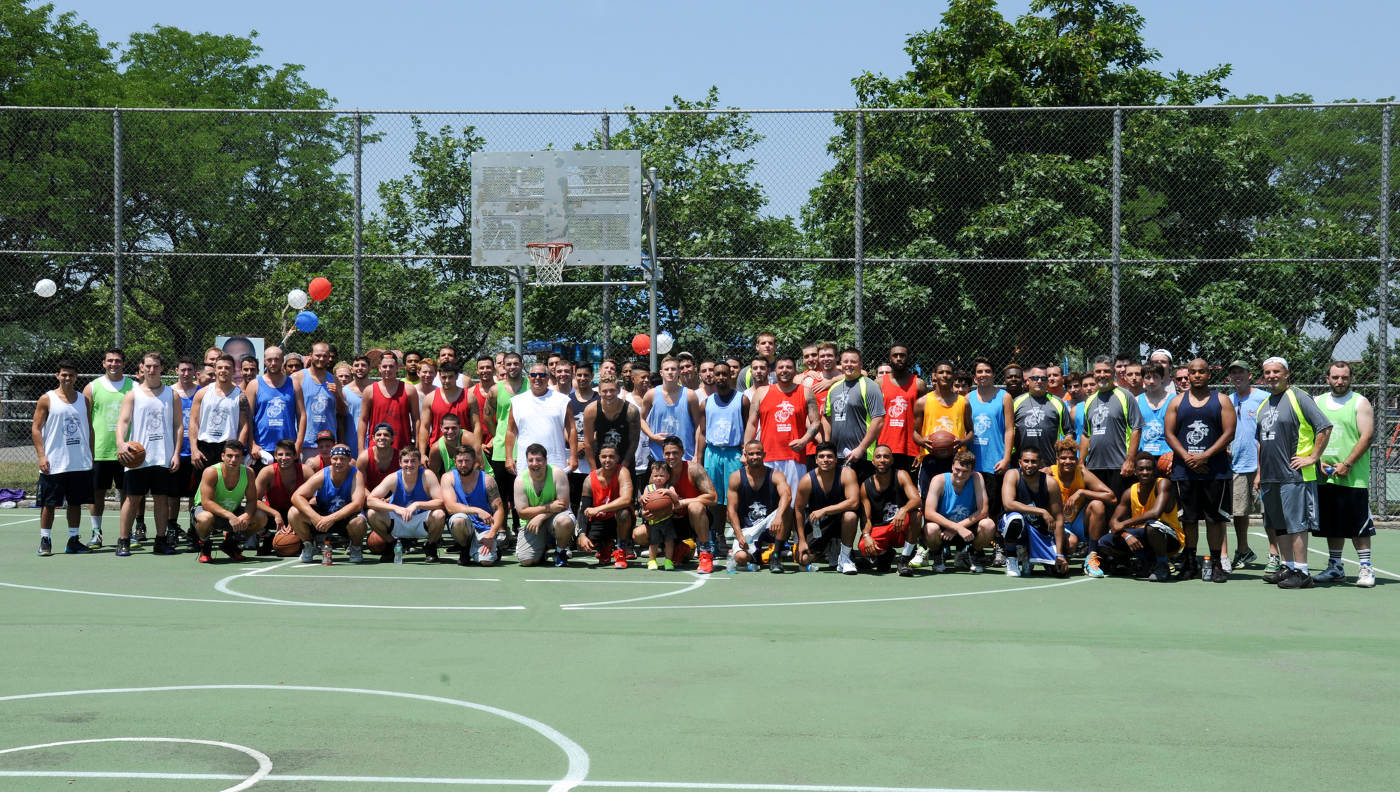 The many participants at the basketball tournament honoring Lance Cpl. Greg Buckley Jr.