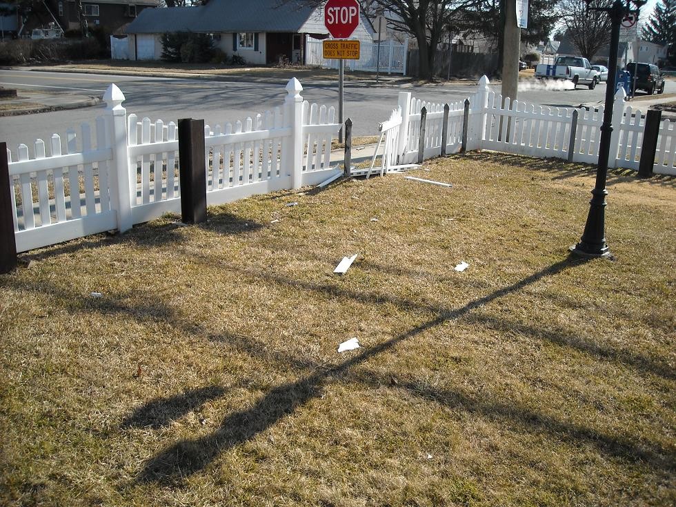 The Ispers, who live at the corner of Prospect Avenue and Fifth Avenue, added metal beams behind their picket fence, which was damaged in an    accident on Oct. 25.