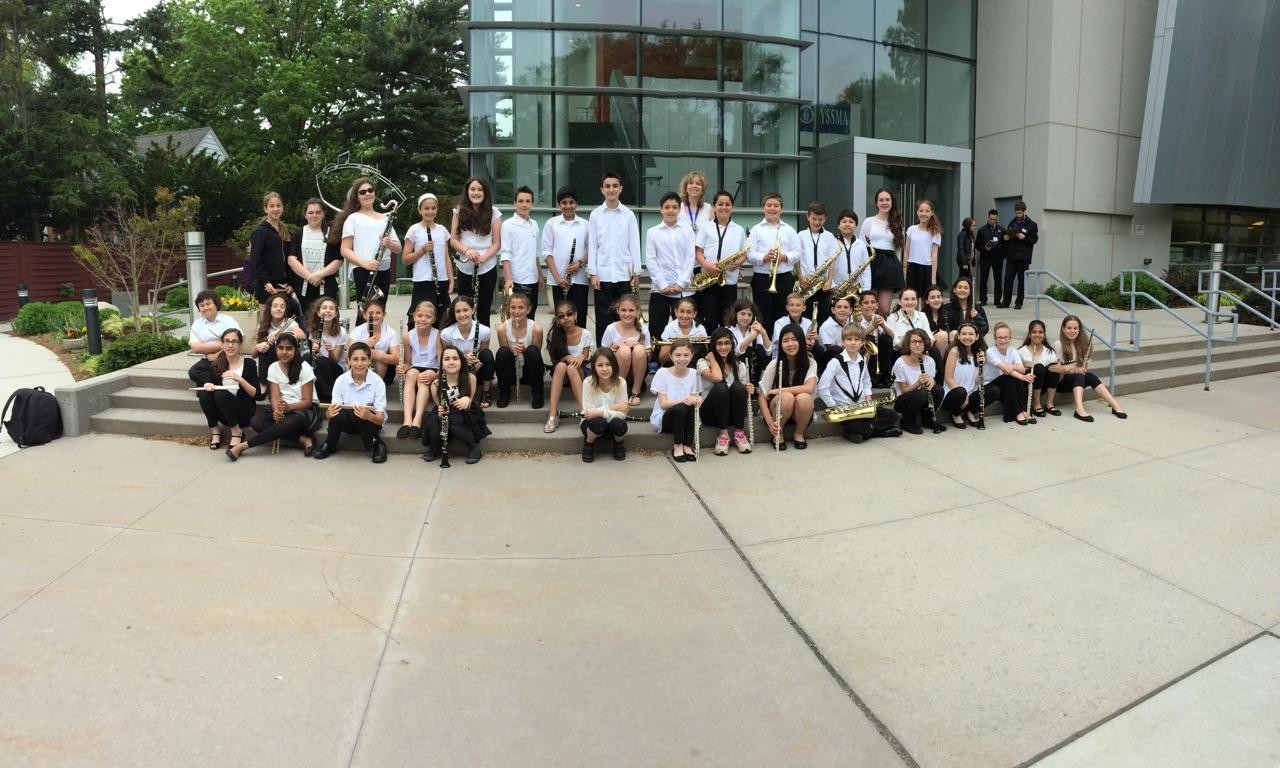 The Dinkelmeyer band prepared to perform at the New York State School Music Association Major Organization Evaluation Festival, which was held at Hofstra University May 18 to 20.