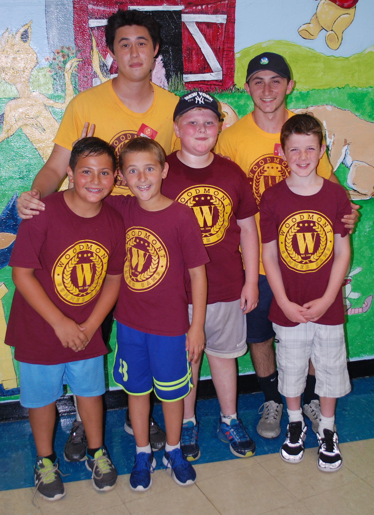 Counselors Corey Sweeney and Zach Diaks with some of their campers, including Jake Borgese, of Wantagh, and Matt Martorano, John Flock and Jake Quinn, all of Seaford.