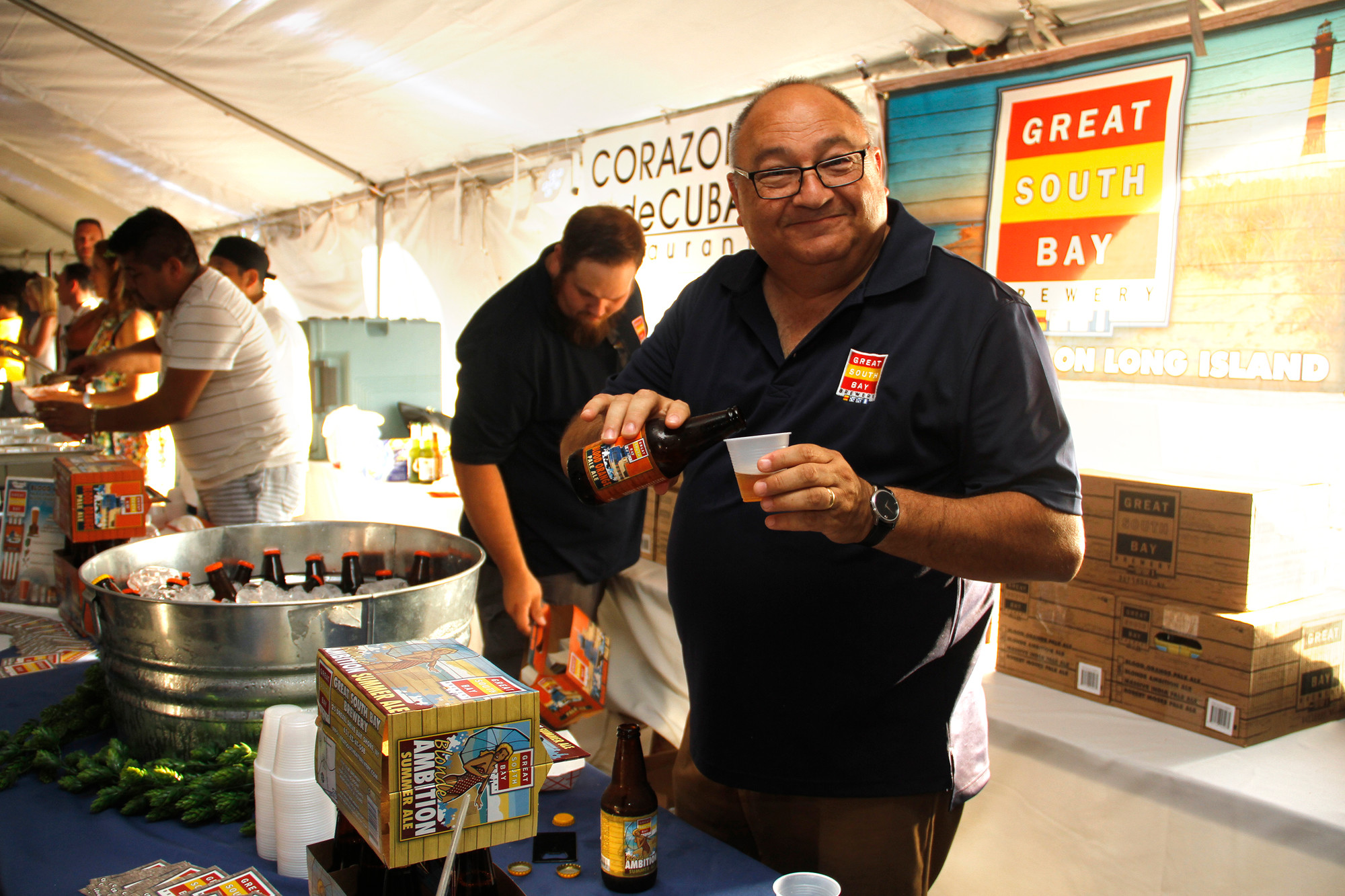 Phil Ebel of the Great South Bay Brewery poured samples of their brew.