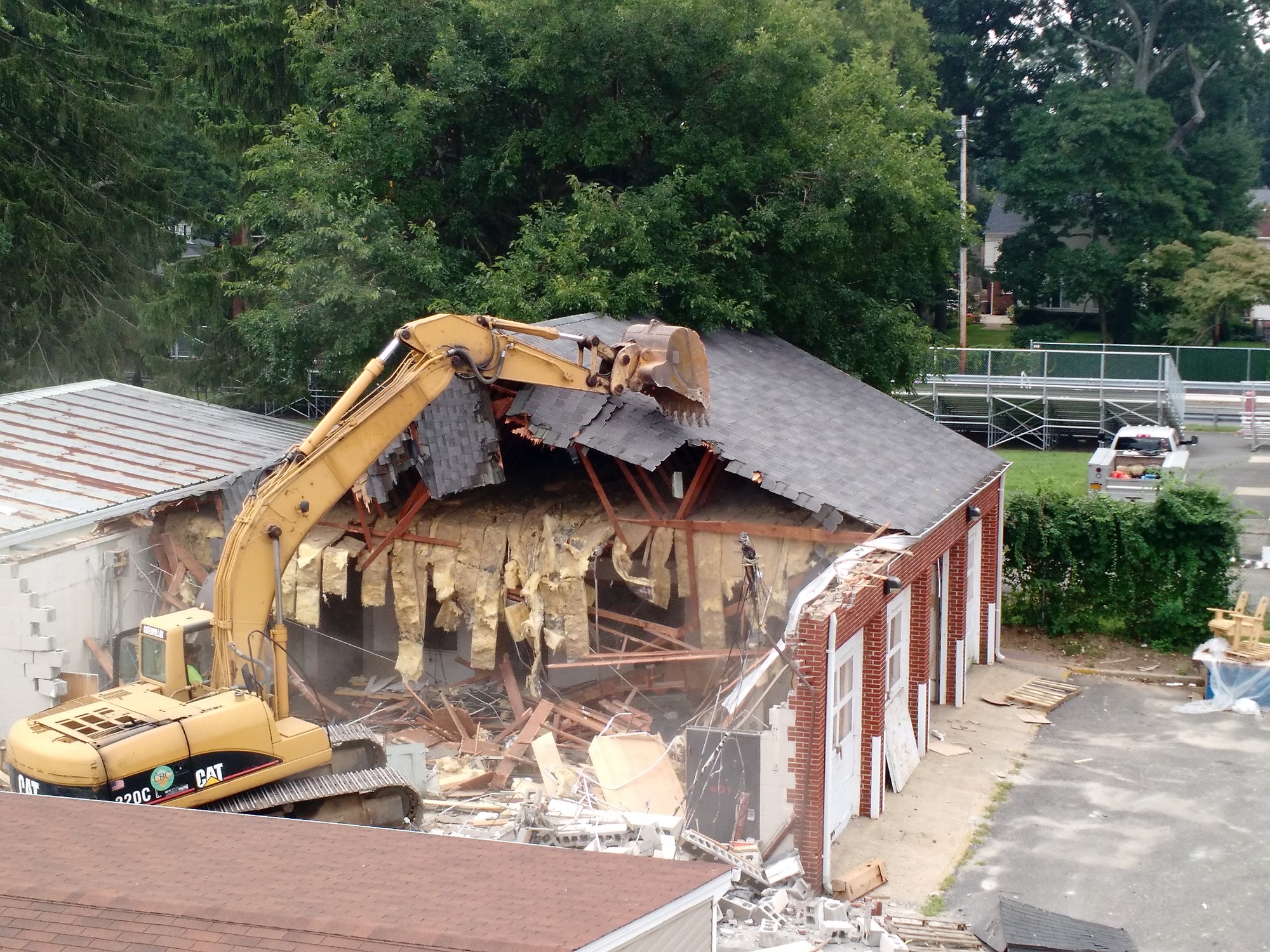 The garage was torn down to make room for the new addition, which will make the campus safer, as doors will no longer have to be left open and unlocked so students can get in and out from the portables.