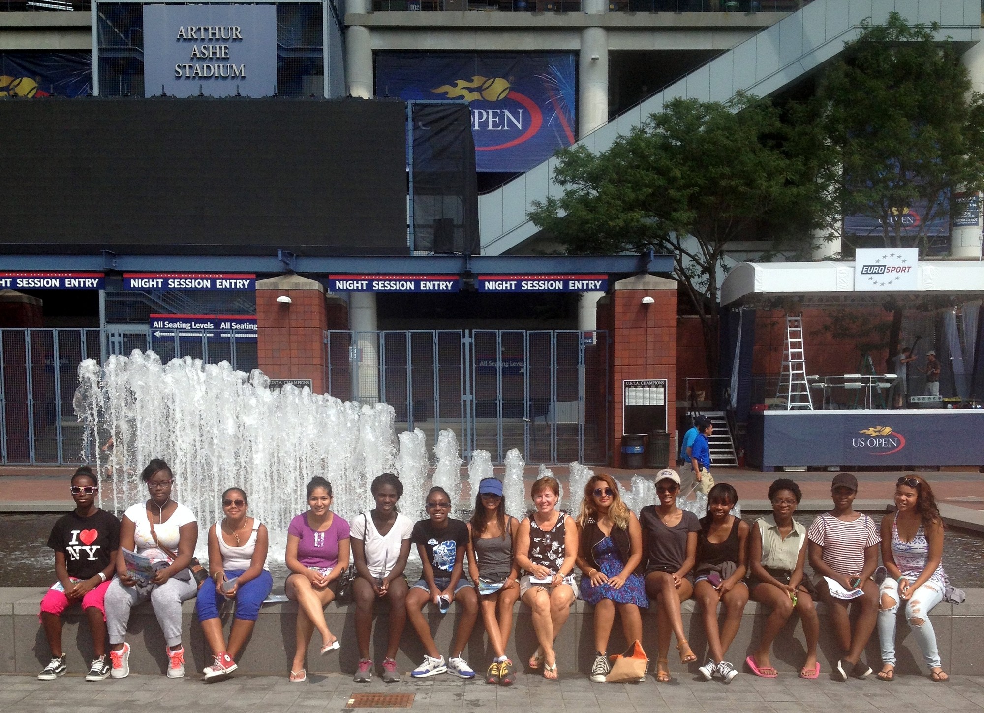 The Malverne High School girls’ tennis team visited the Billie Jean King National Tennis Center last week during the qualifying rounds with their coach, Patti Ward.