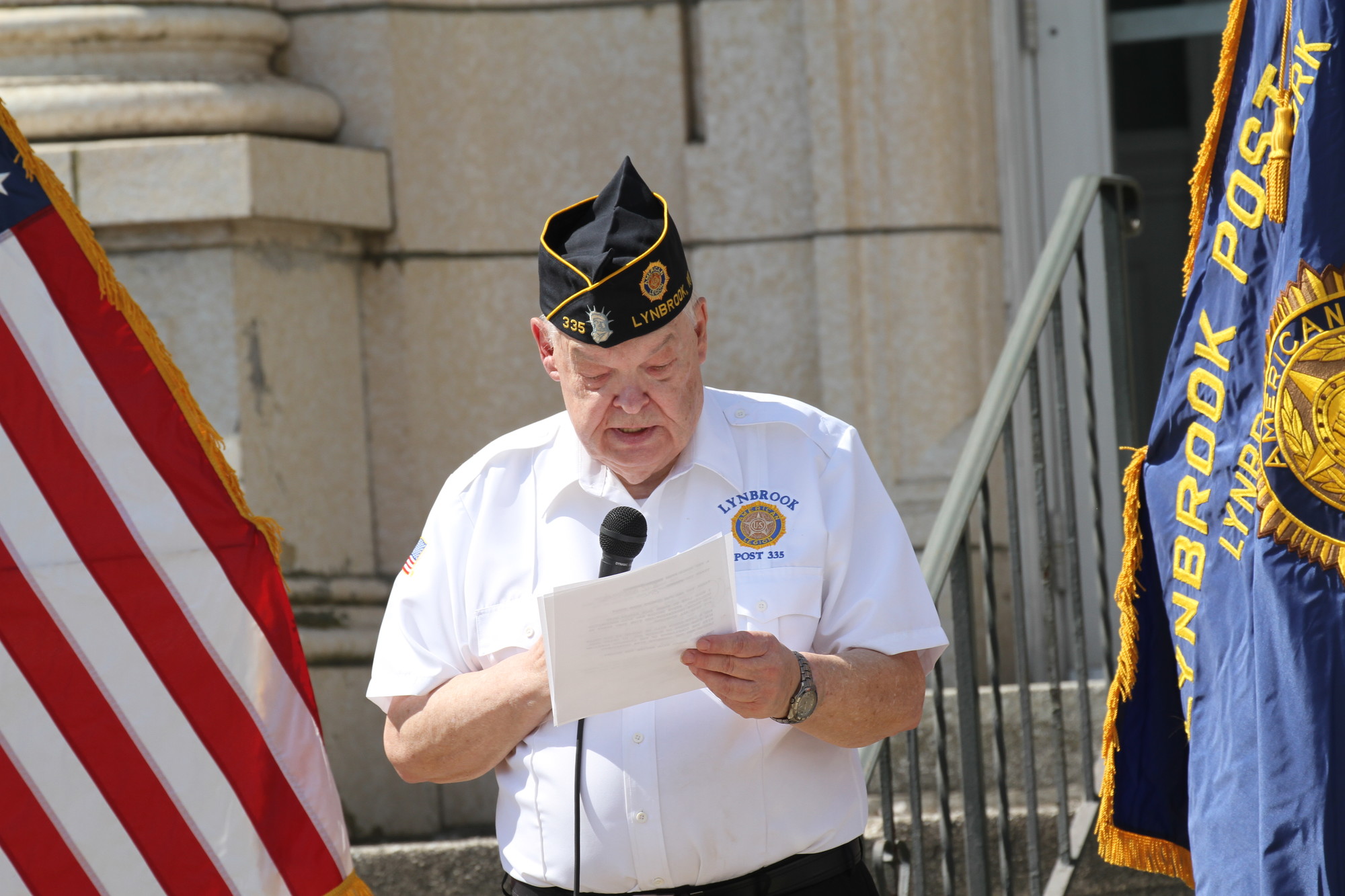 American Legion commander Henry Speicher spoke at the ceremony.