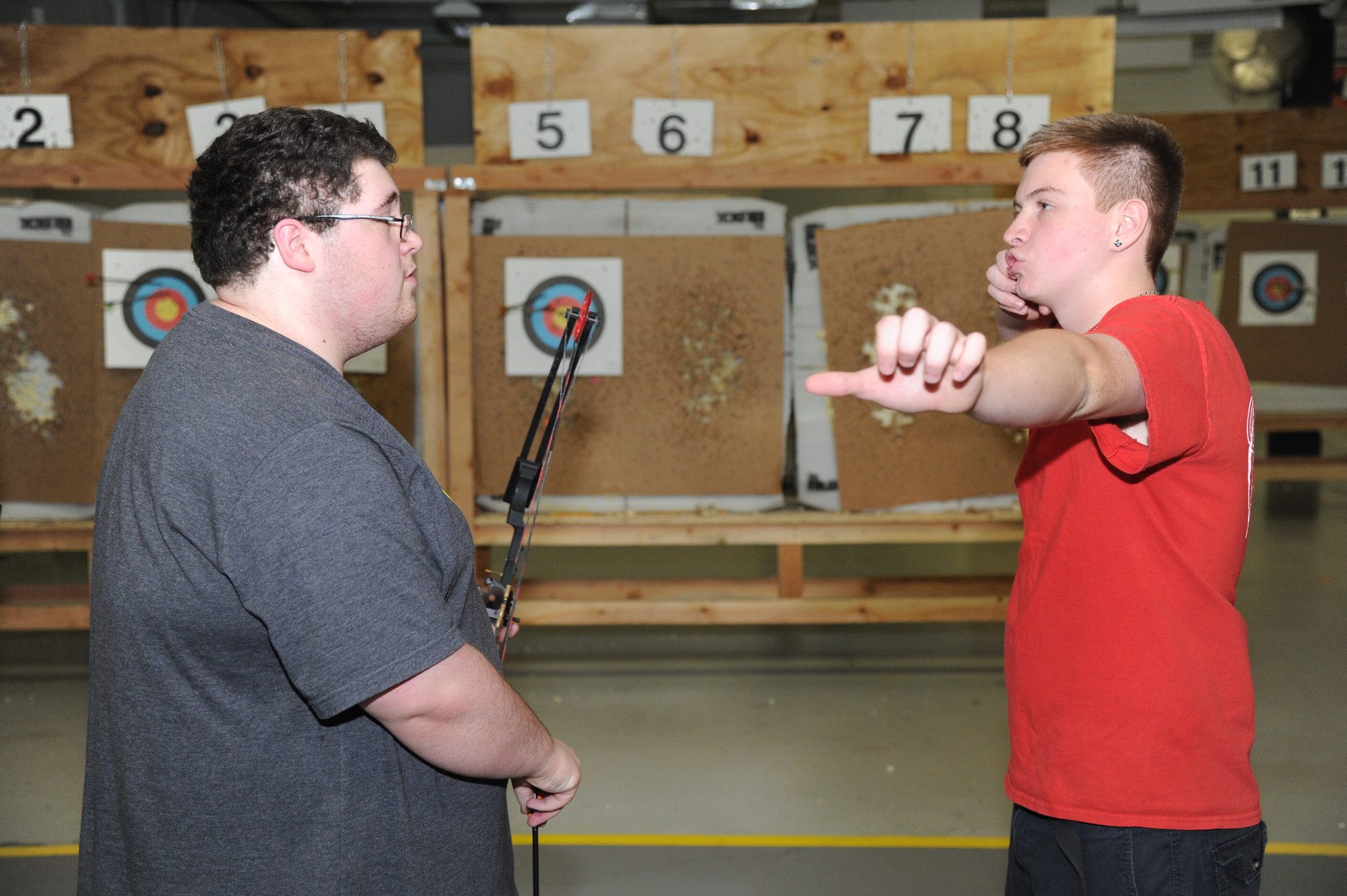 after learning the basics from instructor Tyler Weinman, of C&B Archery in Hicksville, Freedman said the experience of shooting an arrow gave him an adrenaline rush.