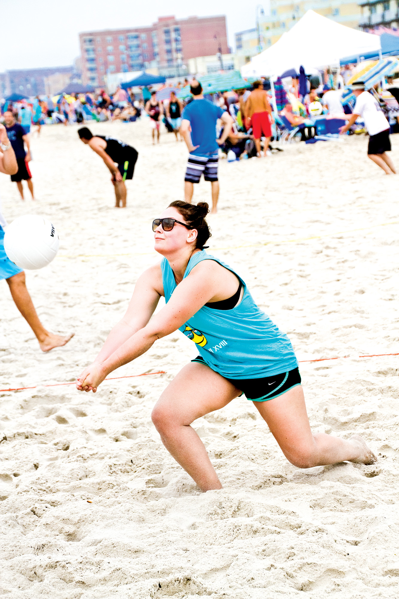 Gabi Cherner, of team Inside Spike, dove for the ball at last year’s tournament.