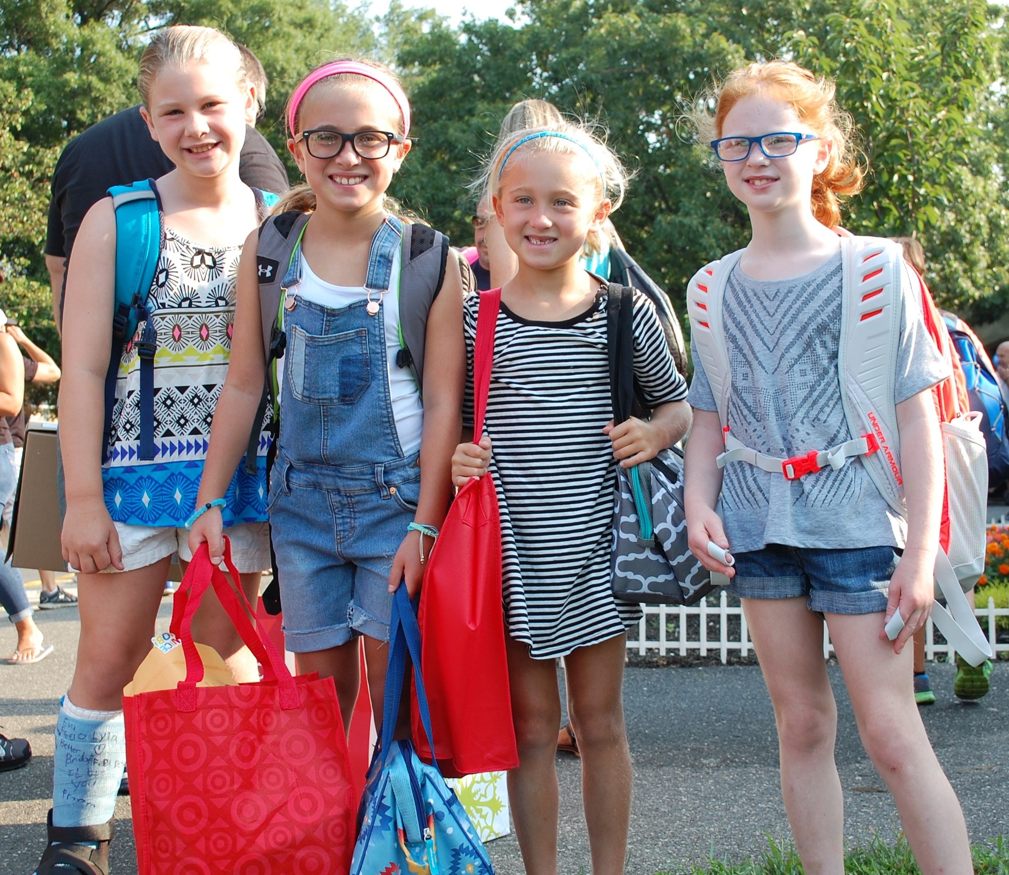 Nora Toscano, left, and Eva Ingrilli started fifth grade and Forest Lake, while it was the first day of third grade for Lyla Ingrilli and Bridget Toscano.