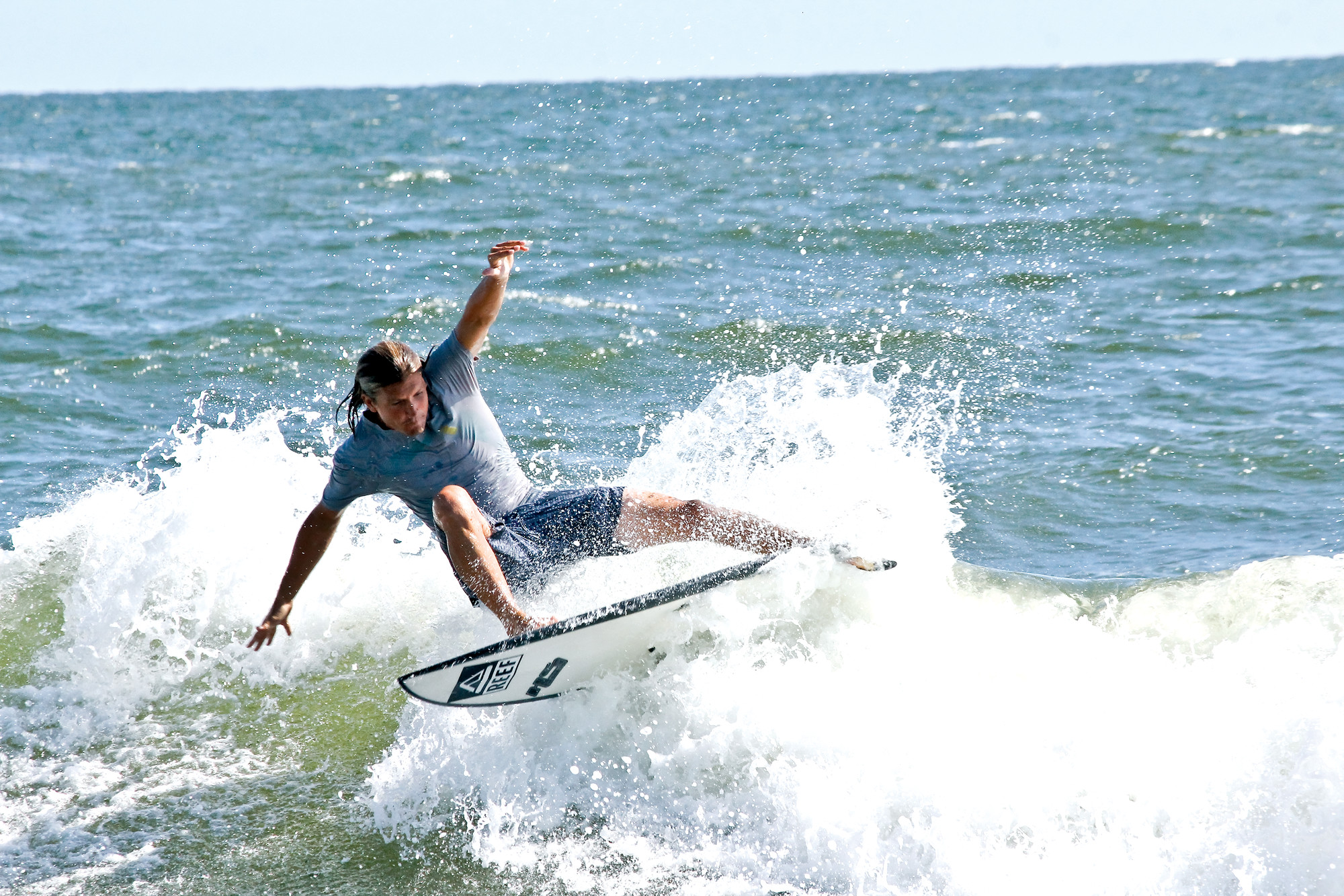 Professional surfer TJ Gumiela, of Long Beach, advanced the farthest of any competitor from New York.