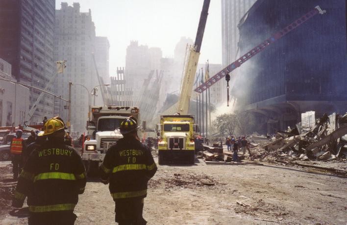 Westbury firefighters joined New York City firefighters in the aftermath of the attacks 14 years ago.