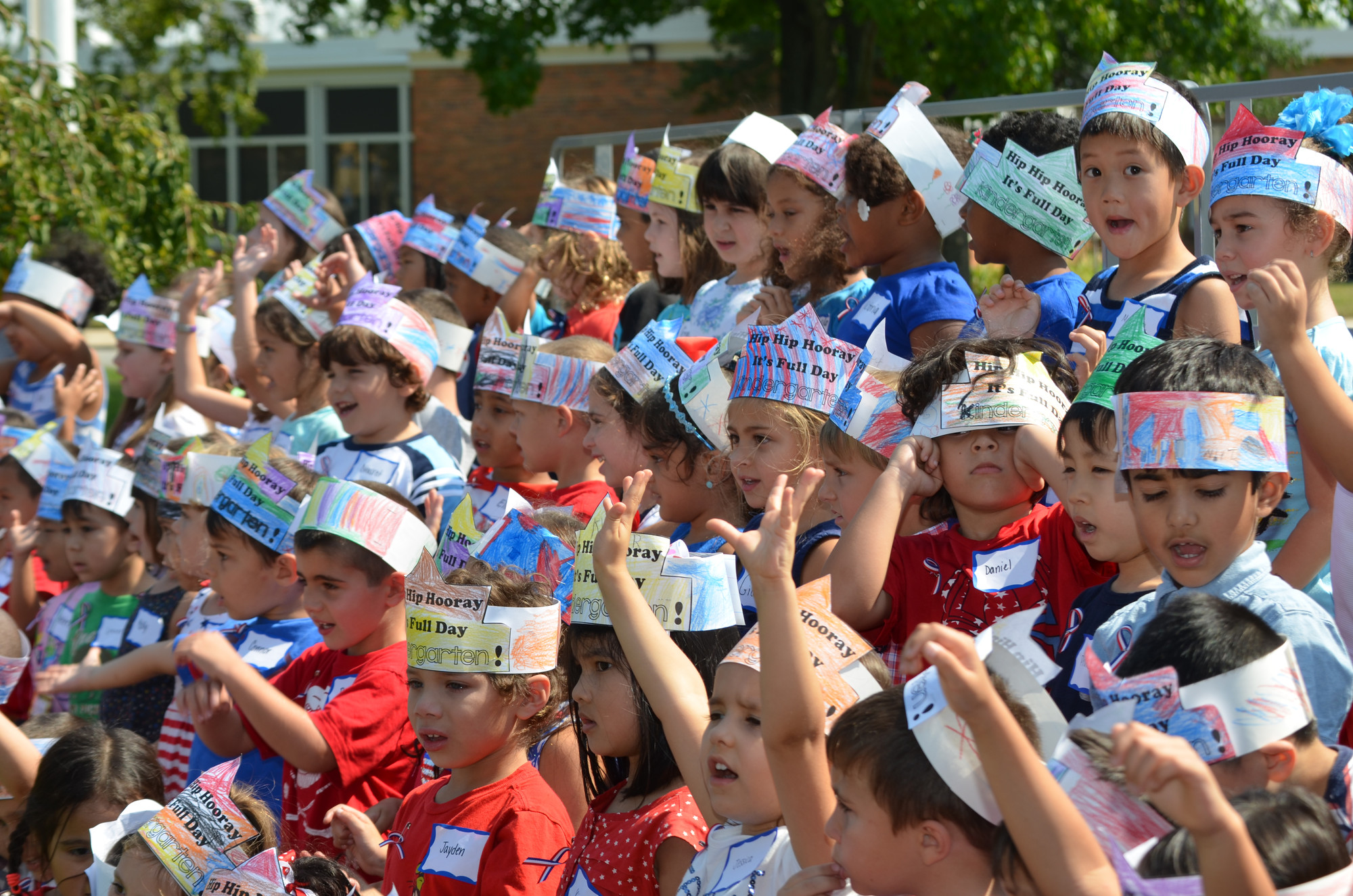 Kindergartners at Bowling Green Elementary School were front and center at a ceremony last week hosted by the East Meadow School District to celebrate its new full-day kindergarten program.