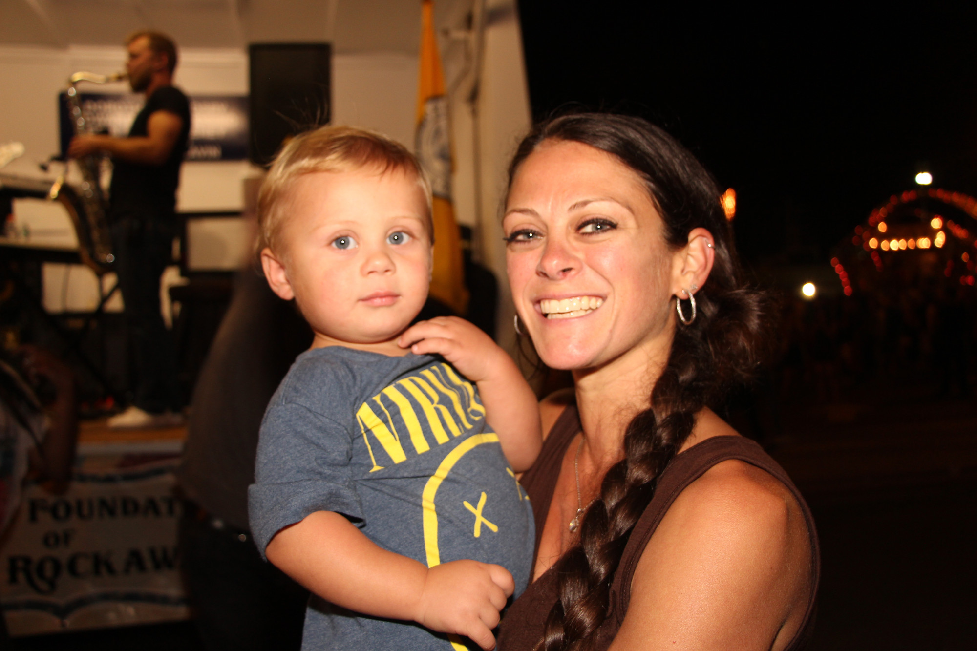 Jacqui Manasi with her son Riggs (1 1/2) were singing the songs of Bruce Springsteen, Dancing and having a great time.