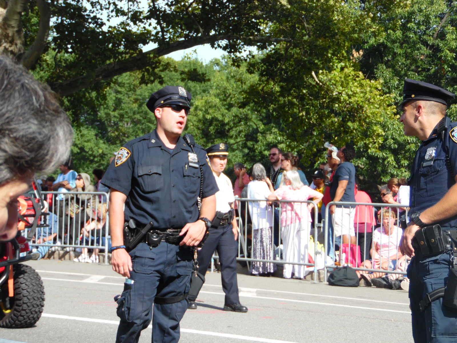 Police presence in the park.