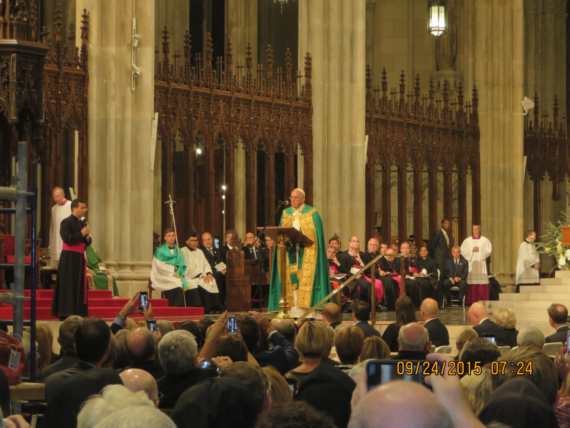 Pope Francis spoke at St. Patrick’s Cathedral on Sept. 24. (Courtesy Jo Ann Brennan)