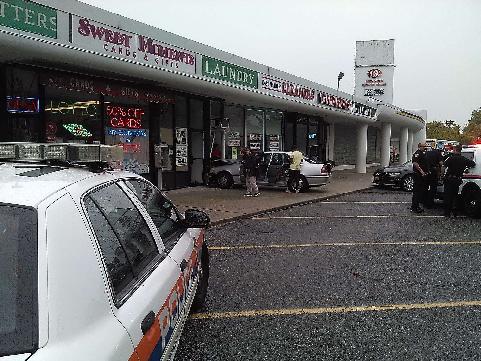 The car struck East meadow Cleaners around 8:30 a.m. Wednesday morning. No one was injured.