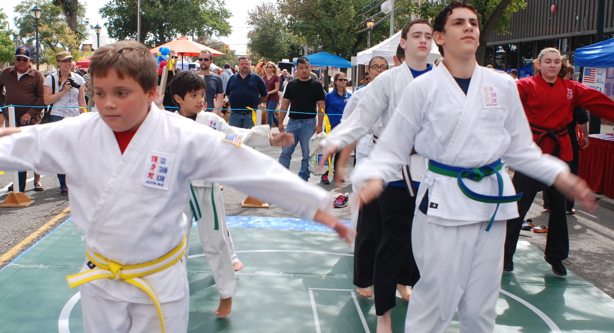 Students at Goshinkan Dojo Family Self-Defense Center in Merrick, who are learning ju-jitsu, demonstrated their skills at the fair.